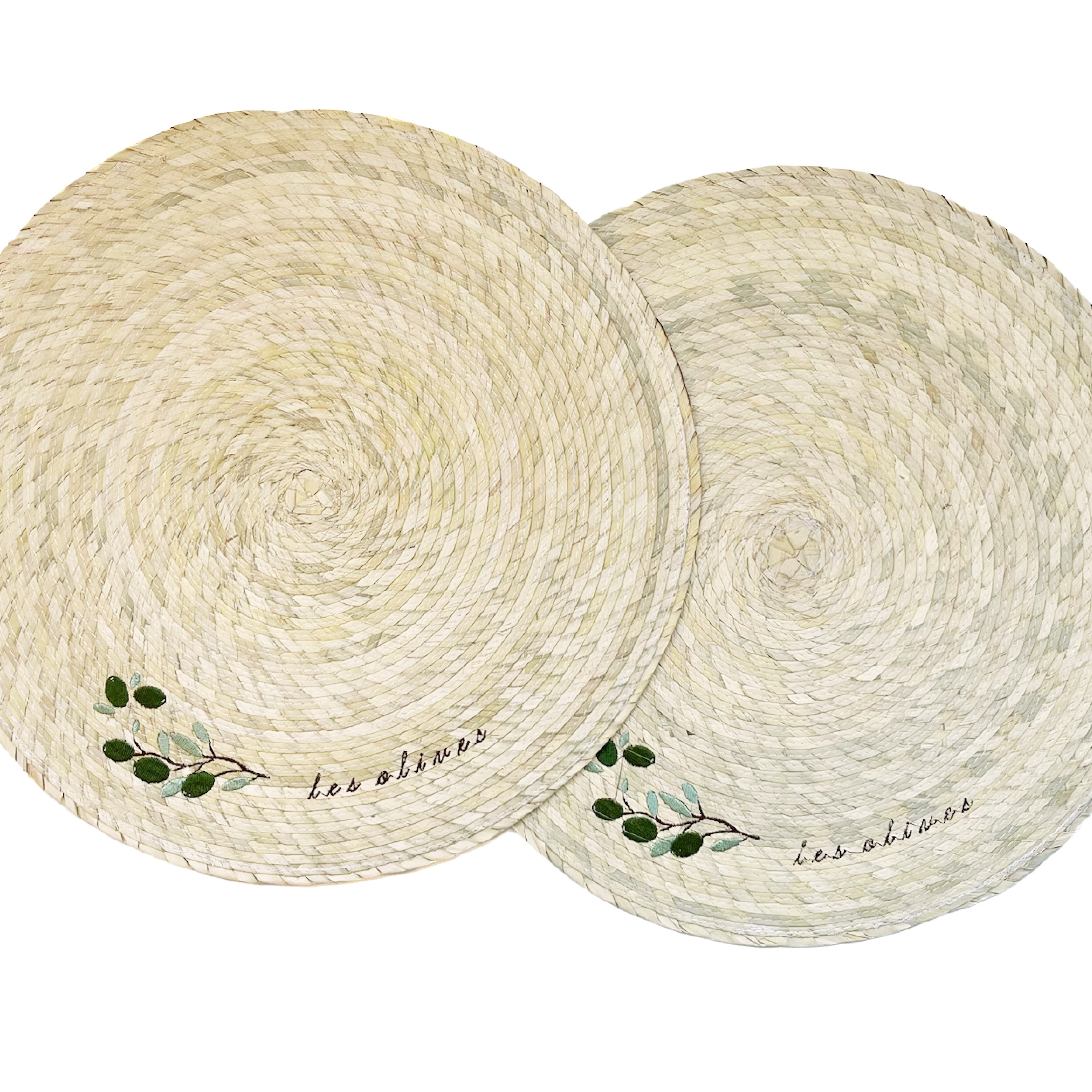 D/2 Palm Double Sided Placemat with Embroidery - Les Olives
