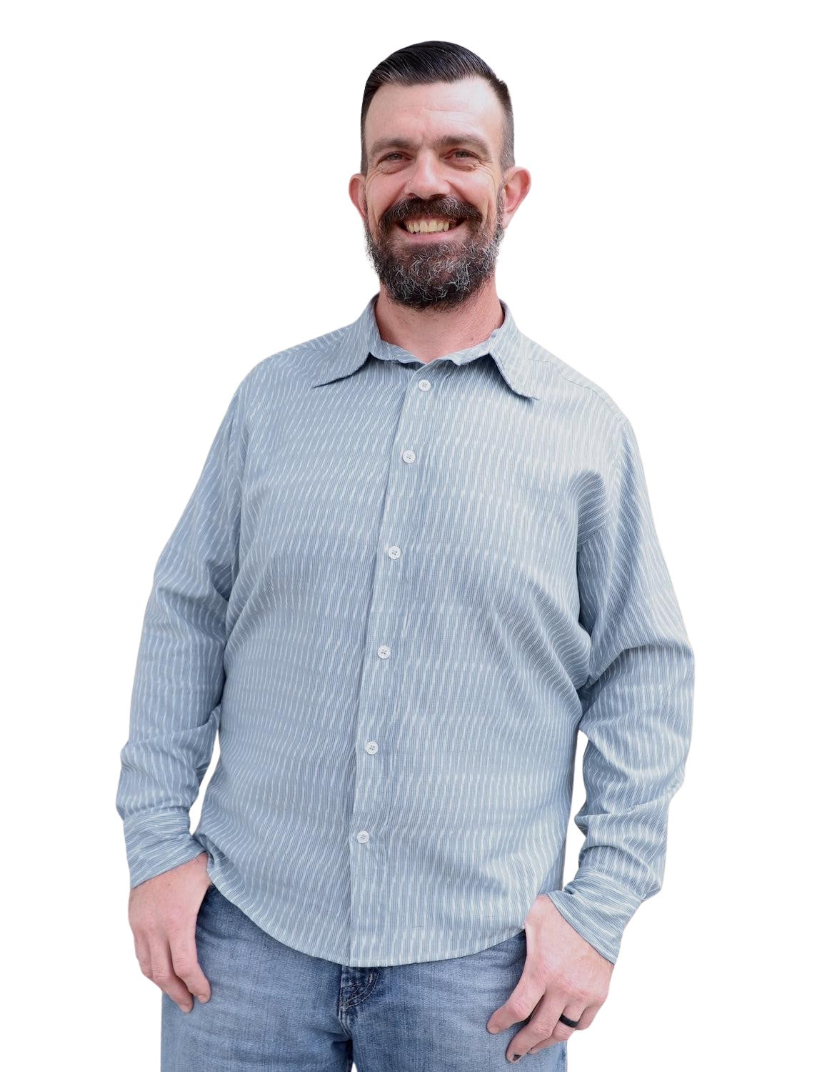 Bleu Men's Button Down Shirt - Passion Lilie