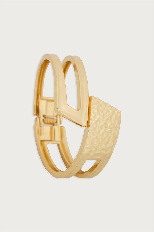 Hammered Overlap Cuff Bracelet - Gold