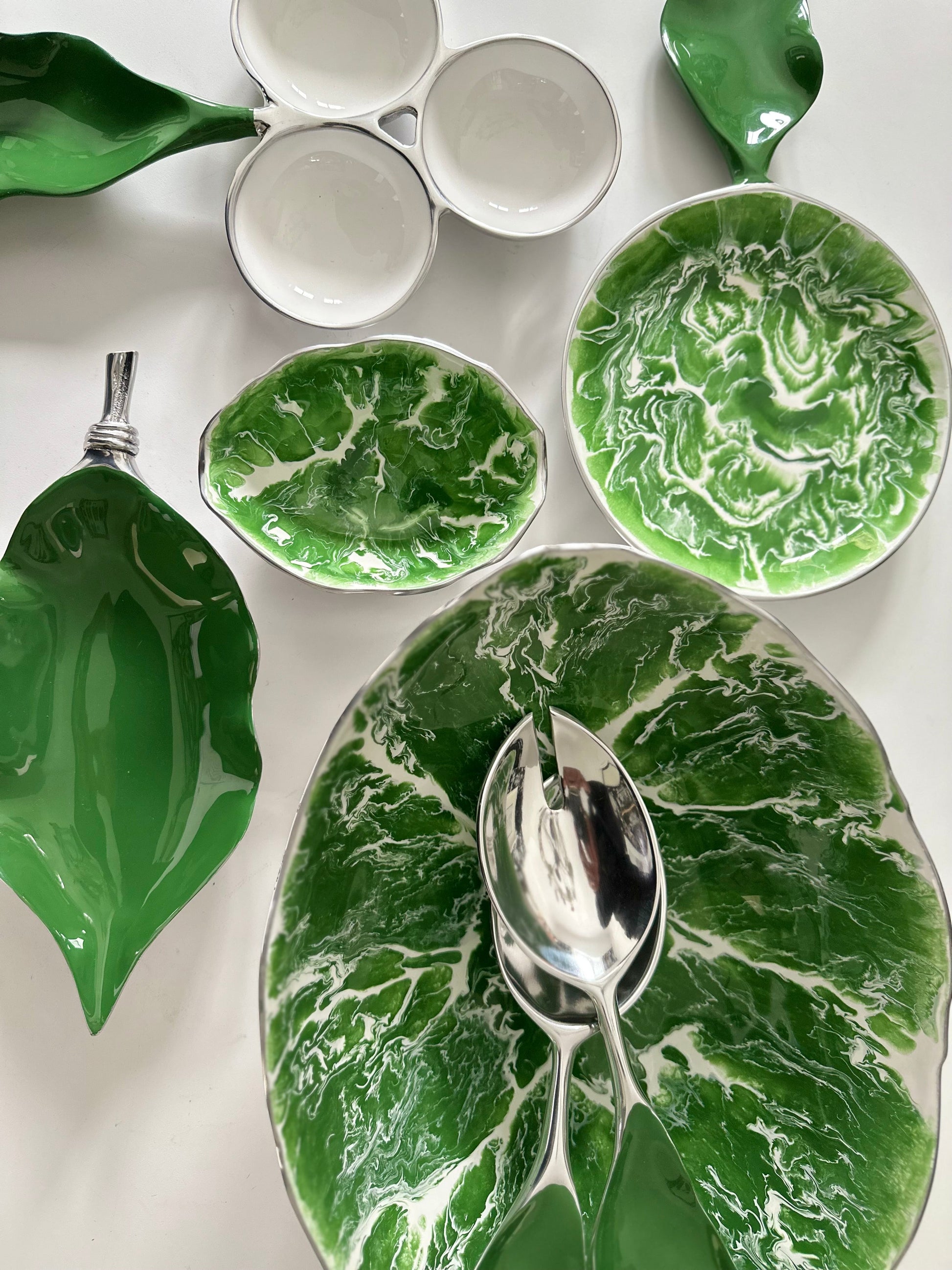 Verdura Salad Servers Set Green - Nima Oberoi Lunares 