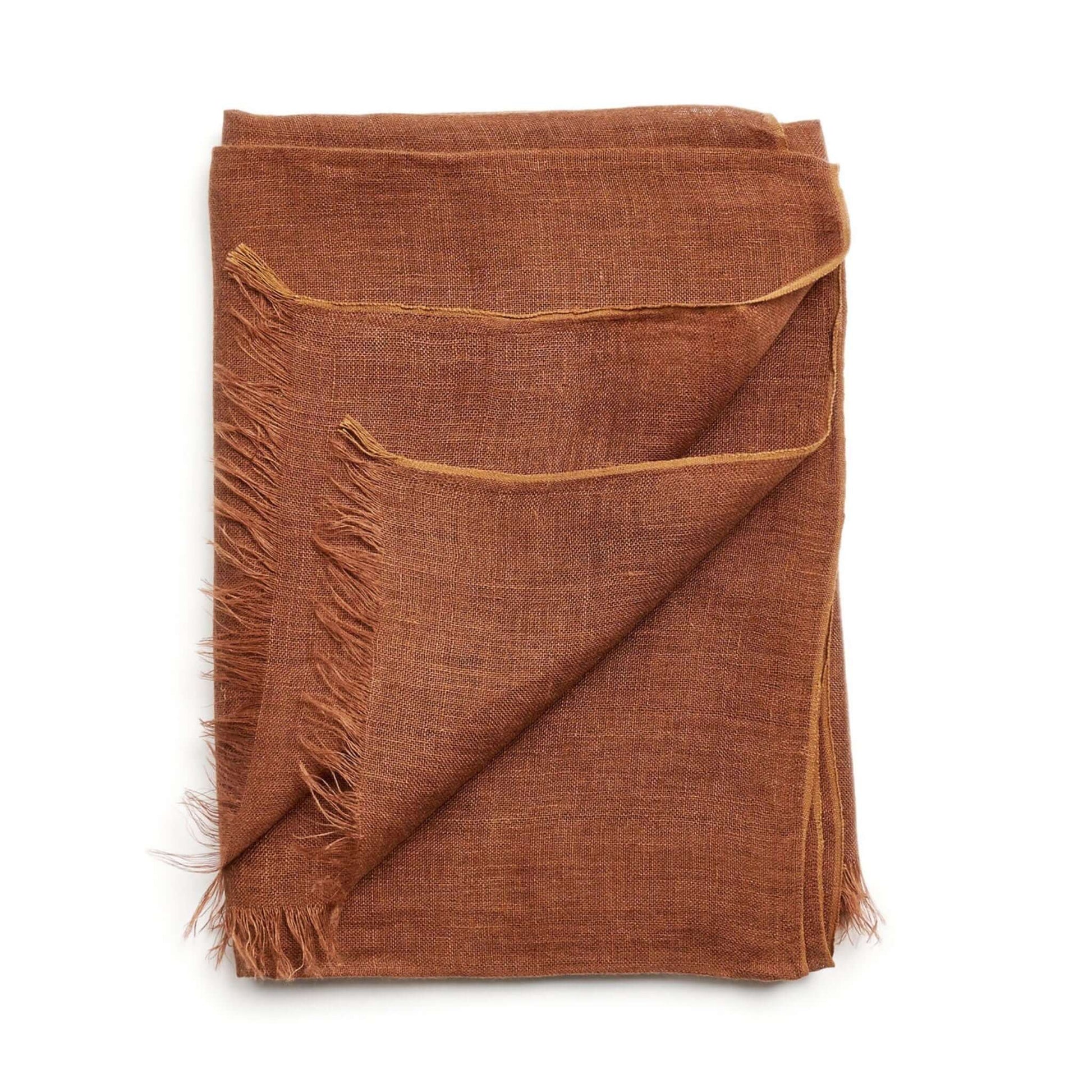 Oat Beige Neutral Hand Woven Soft Linen Silk Scarf elegantly displayed with a textured finish and fringed edges.