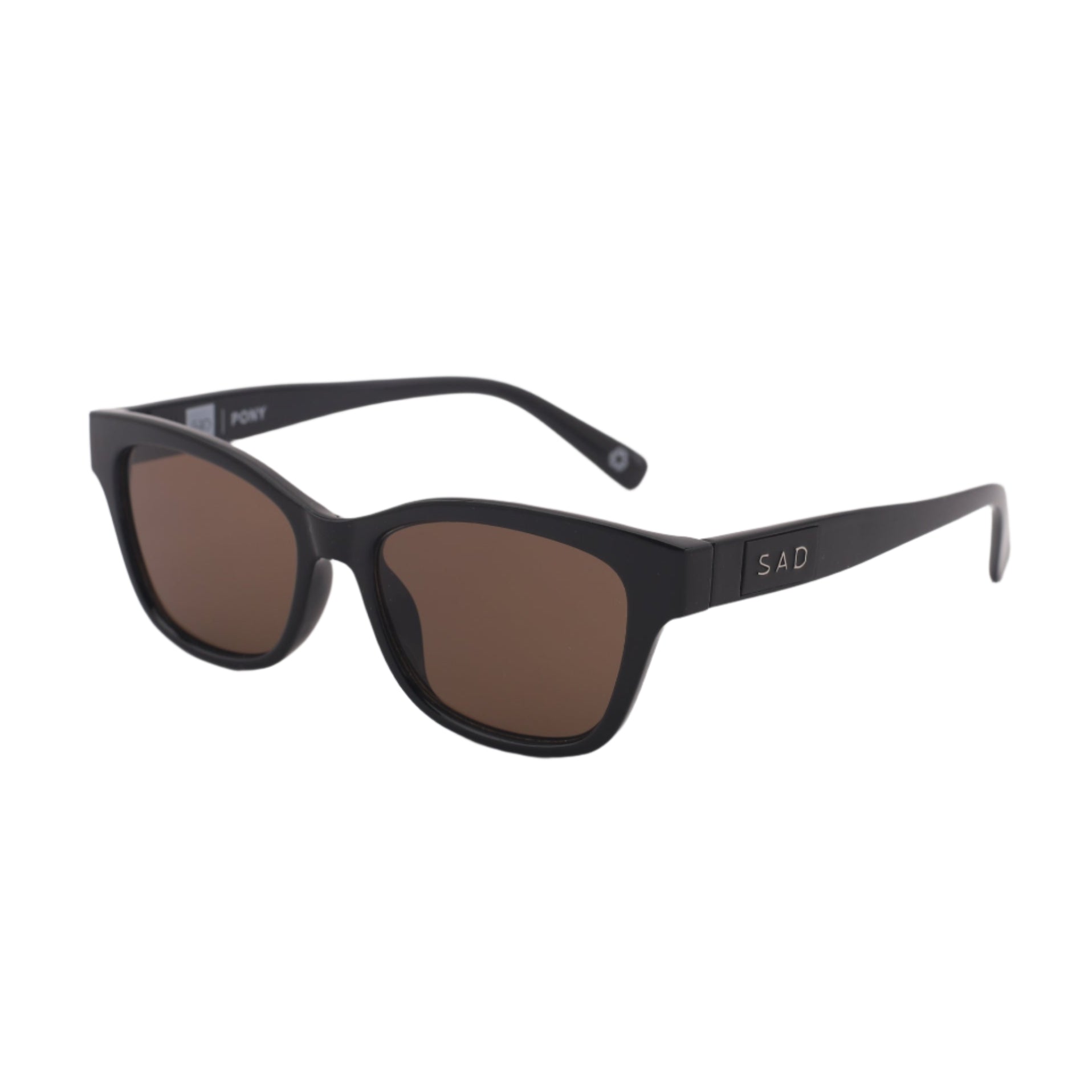 SAD Eyewear Pony wayfarer rectangle sunglasses in black with tinted bronze UV protection lenses