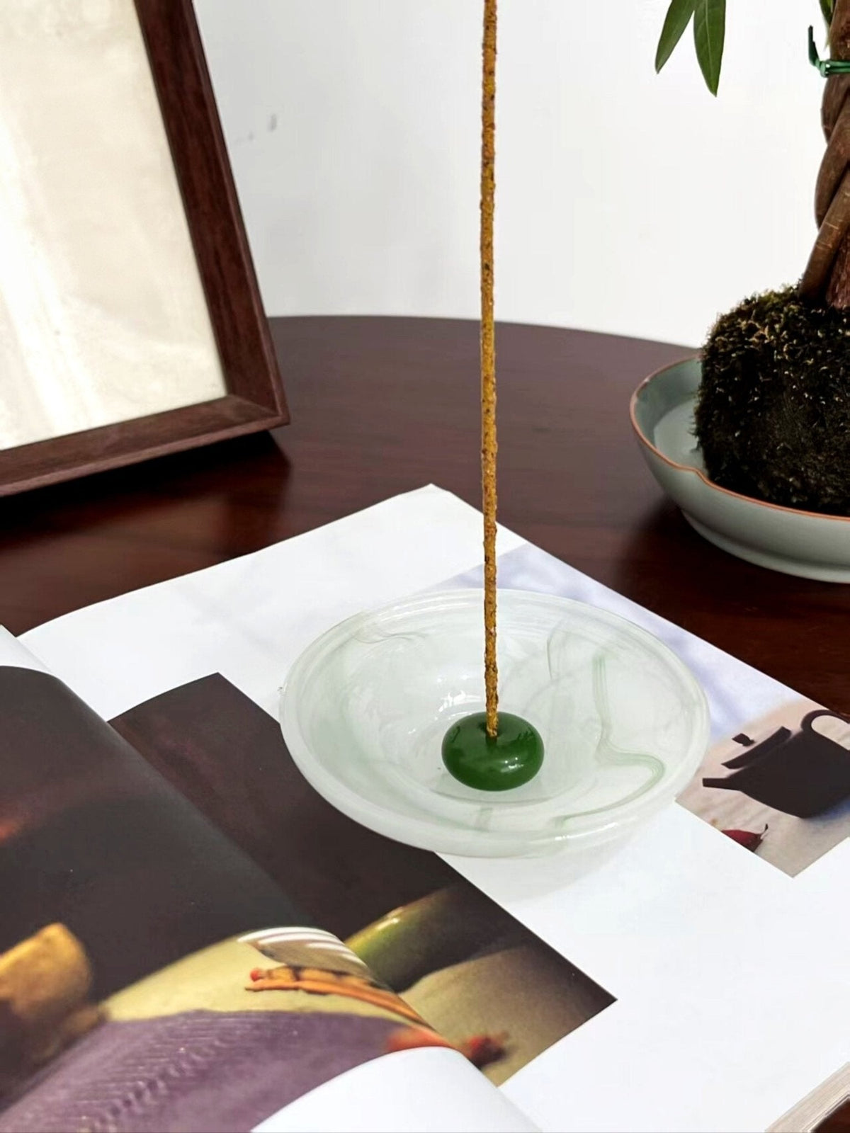 Still Pond Incense Stick Holder Burner with Ash Catcher, Zen Accent Decor for Hygge Living -Candle Holders- Still Pond Incense Stick Holder-Jade Ripple - INSPECIAL HOME
