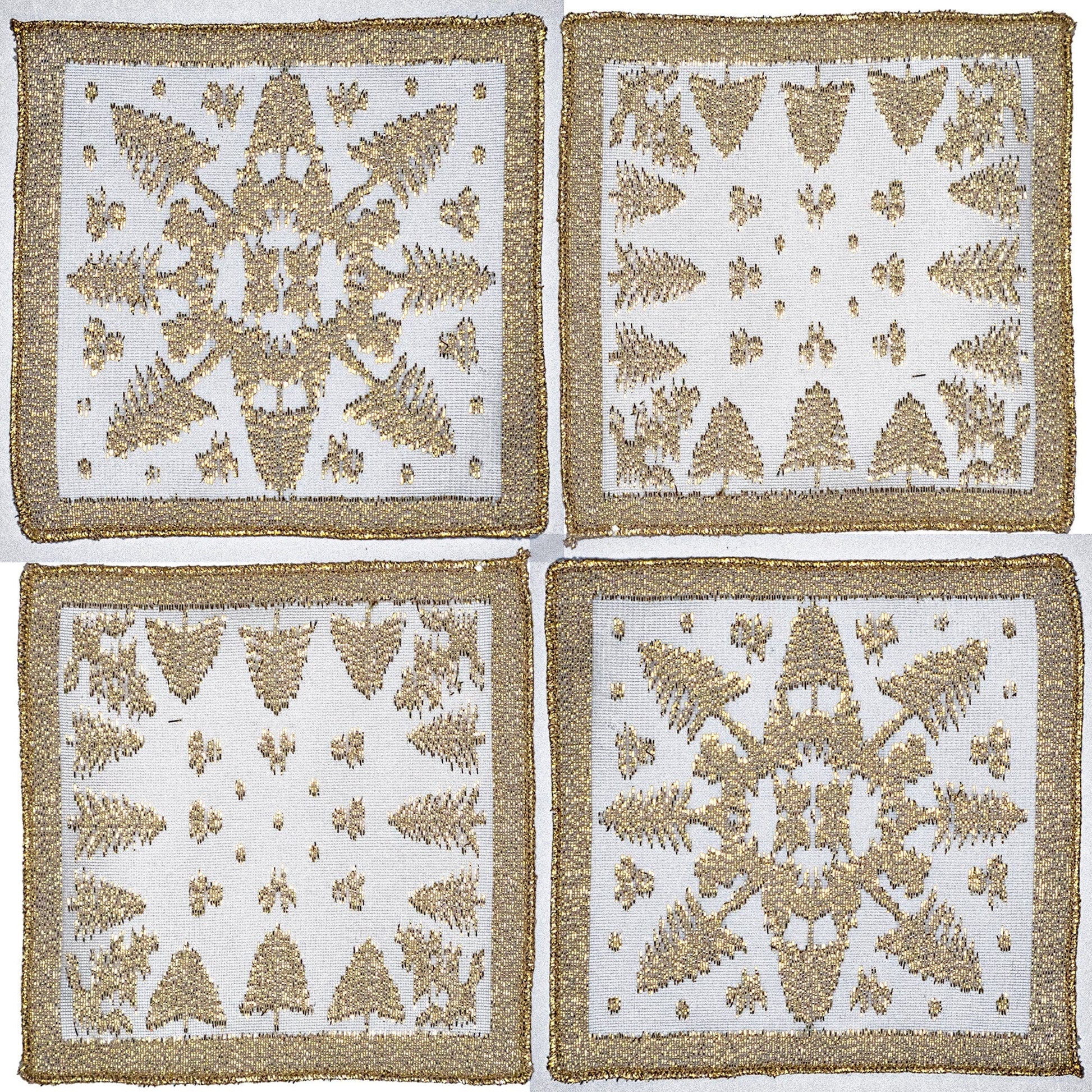 Prince of Scots Scottish White Leno Gauze Cocktail Napkins ~ Gold Lurex ~-Home Gifts-WhiteGoldNapkin-Prince of Scots