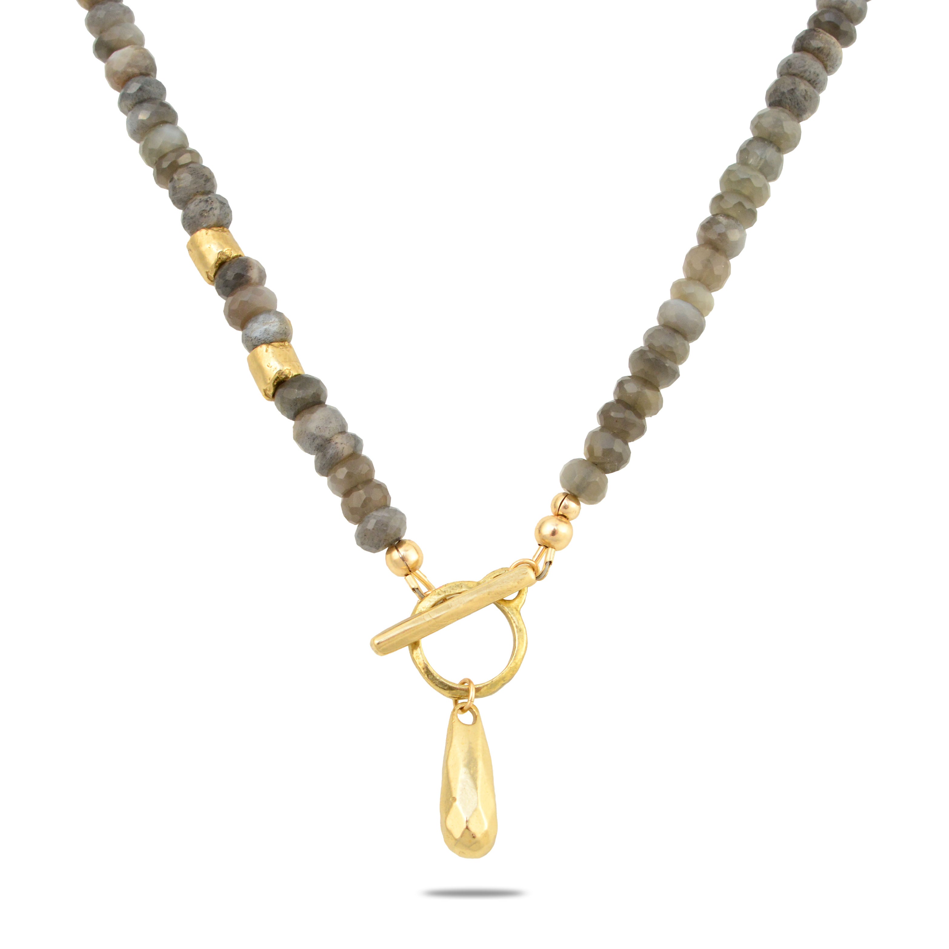 Golden Teardrop Moonstone Necklace