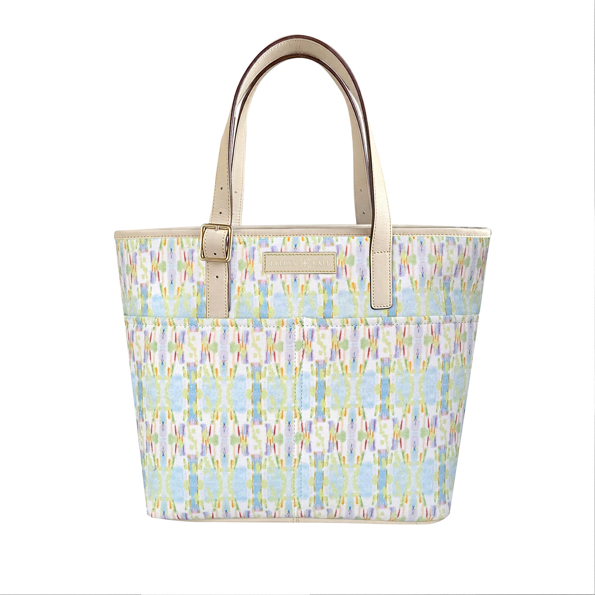 Windward Medium Canvas Tote with Leather Trim and Leather Base Panel & Zipper Closure