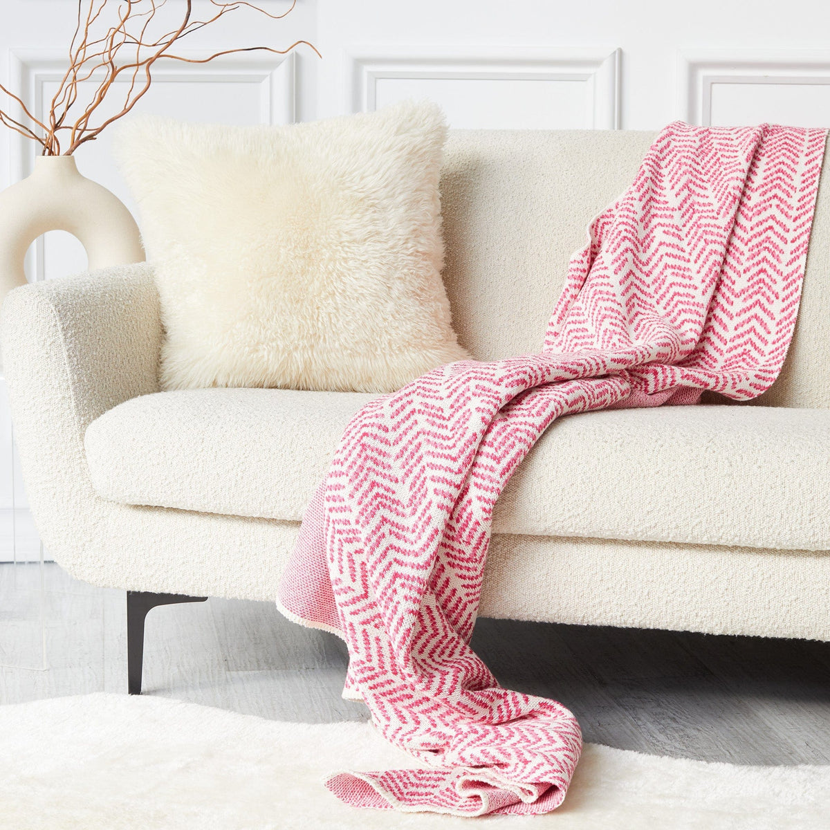 In2Green Eco Throw Cotton Sustainable Knit Warrior Throw Blanket Pink | Breast Cancer 601570193200 BL01GWB1