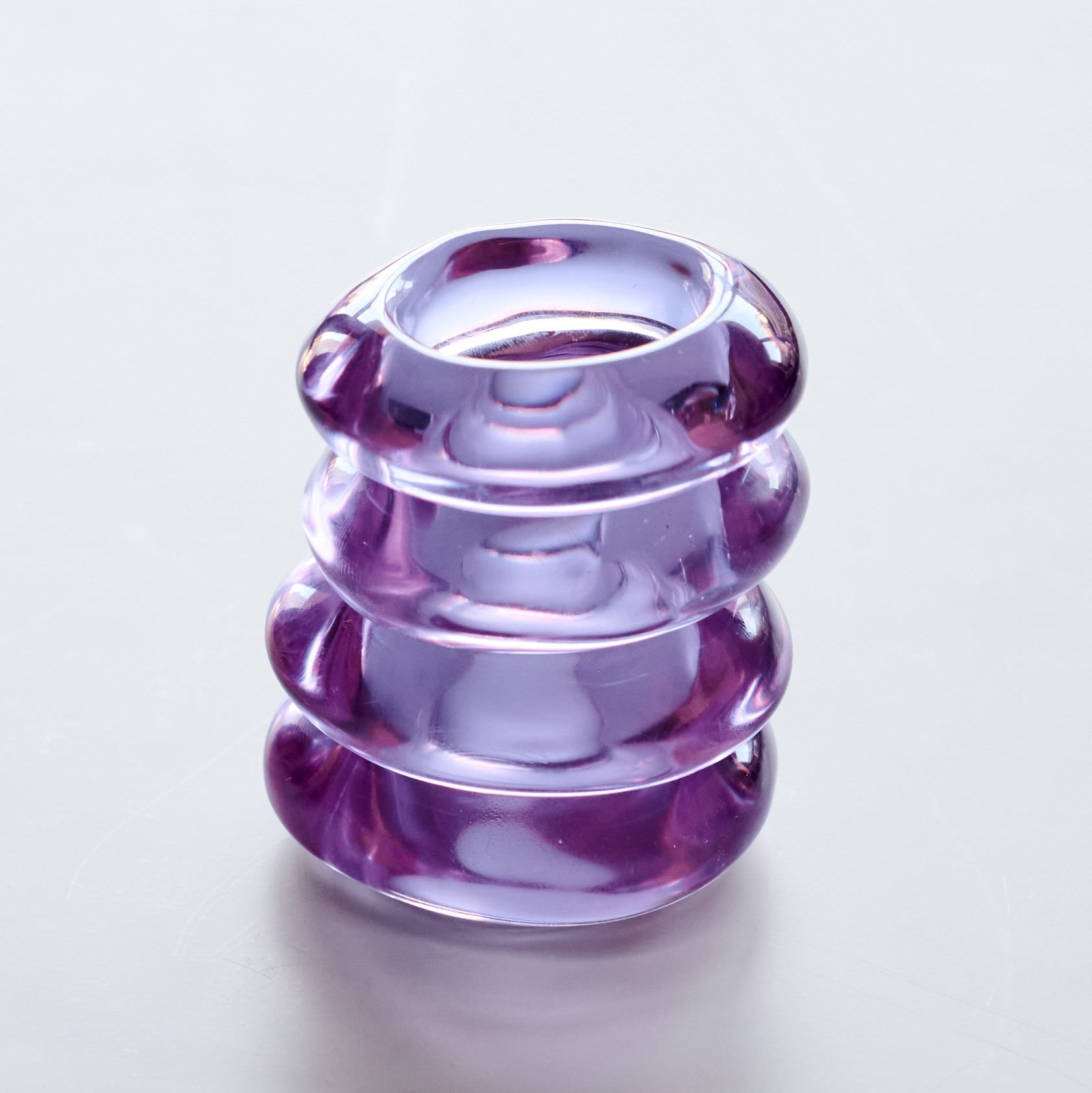 Lavender glass napkin rings set of 4 hand-cast borosilicate glass in soft smoky lavender - Goldie Home