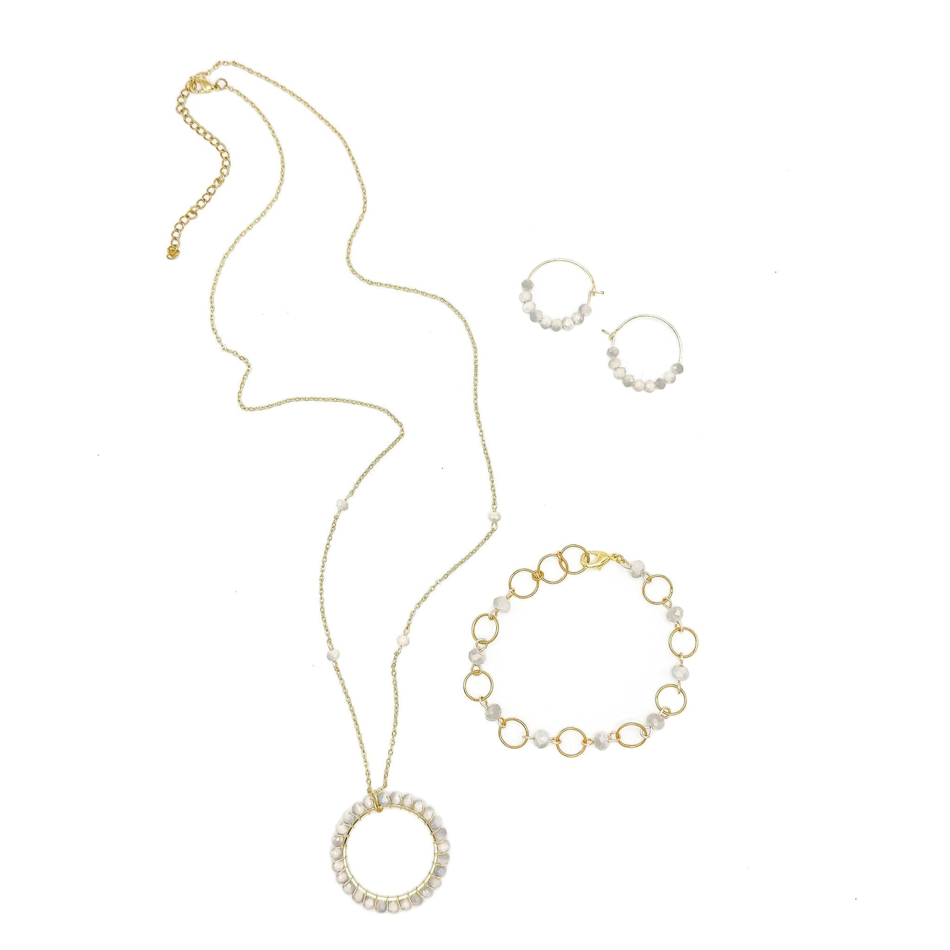 Iridescent crystal gold jewelry modeled