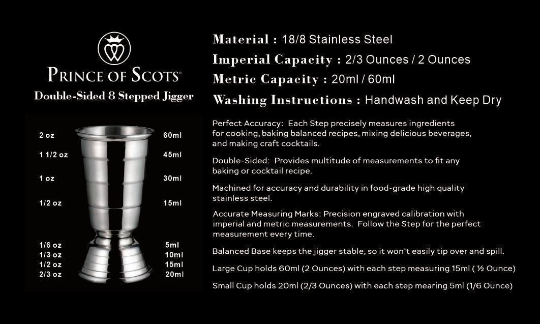 Art Deco Double-Sided 8 Stepped Jigger ~ Duo Gift Set ~-Barware-Prince of Scots-00810032753146-8StepGiftSet-Prince of Scots