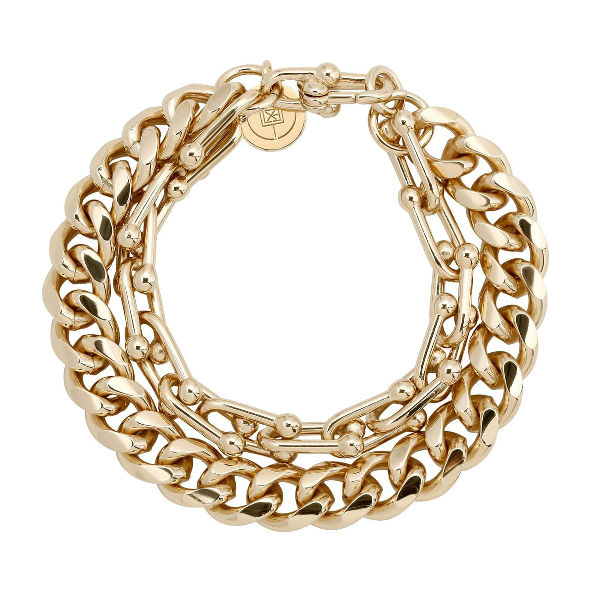 Gold-toned chain bracelet from Violet Bracelet collection looks stylish and shiny