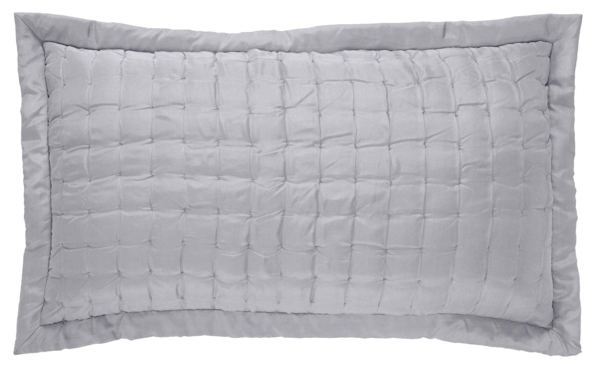 KS-333-2036_1|Elegant silver grey rectangular quilted pillow with square stitching. Perfect decorative bed accent for modern design.