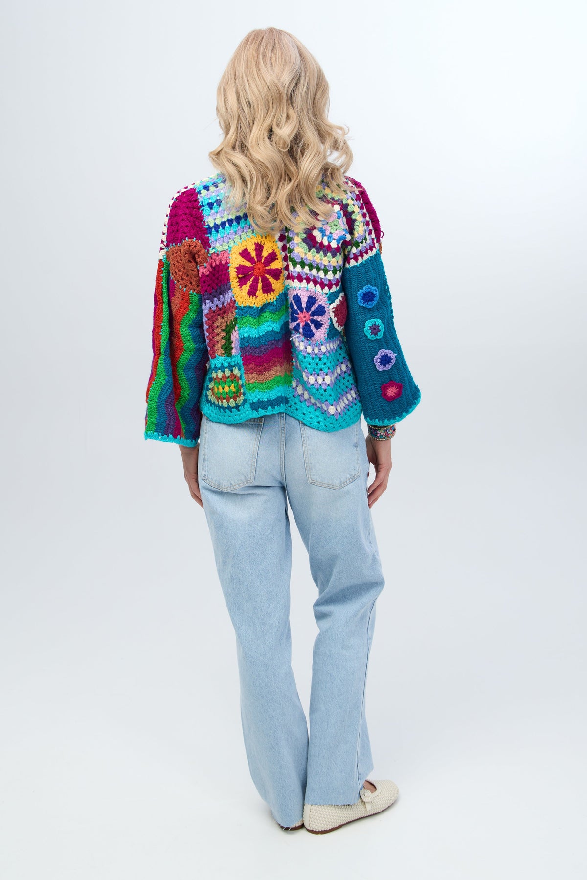 Vibrant Multi Pattern Crochet Cardigan - Multi