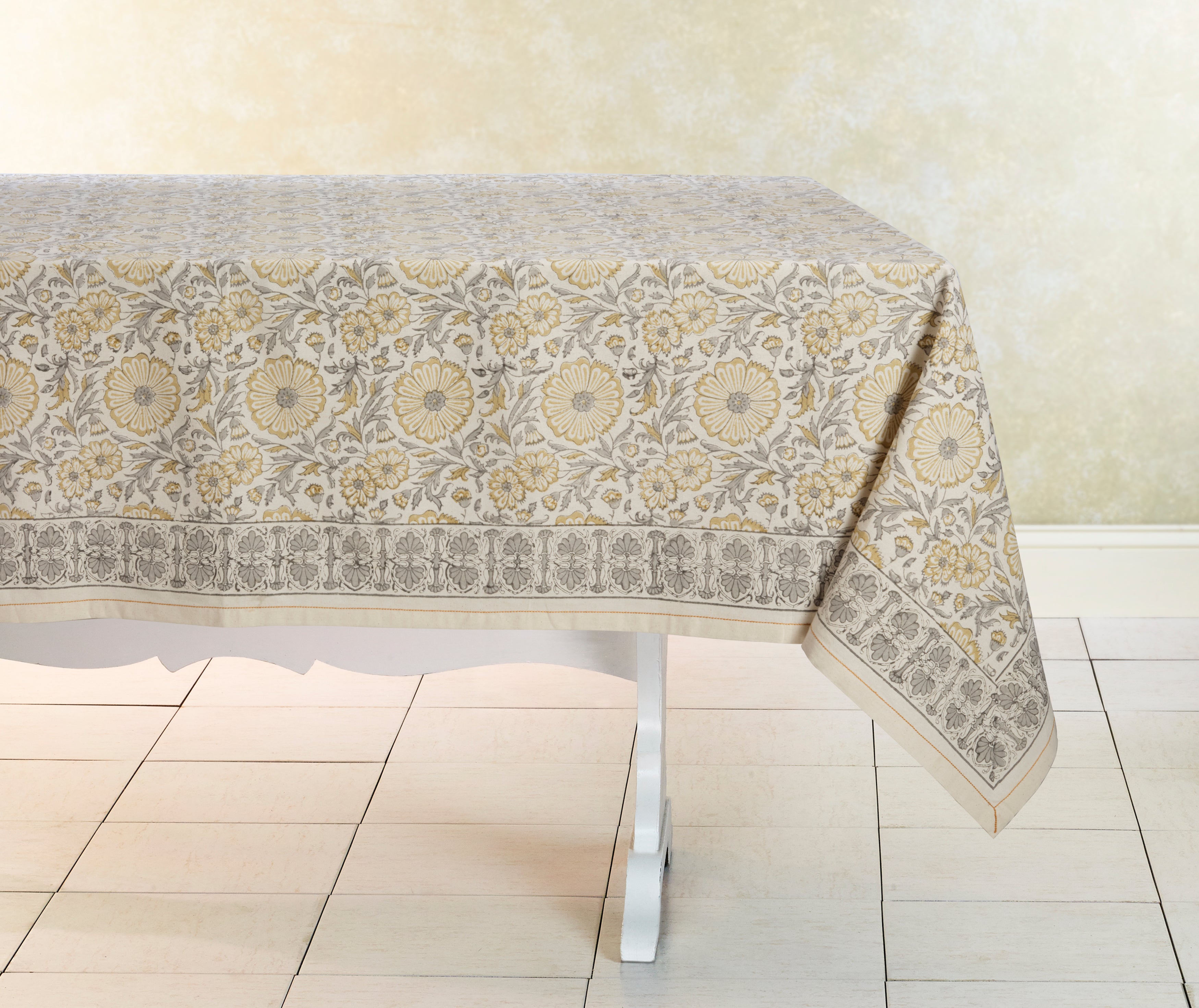 BREAZEALE Hand Block Printed Tablecloth. Cotton - Fair Trade - Artisan Made