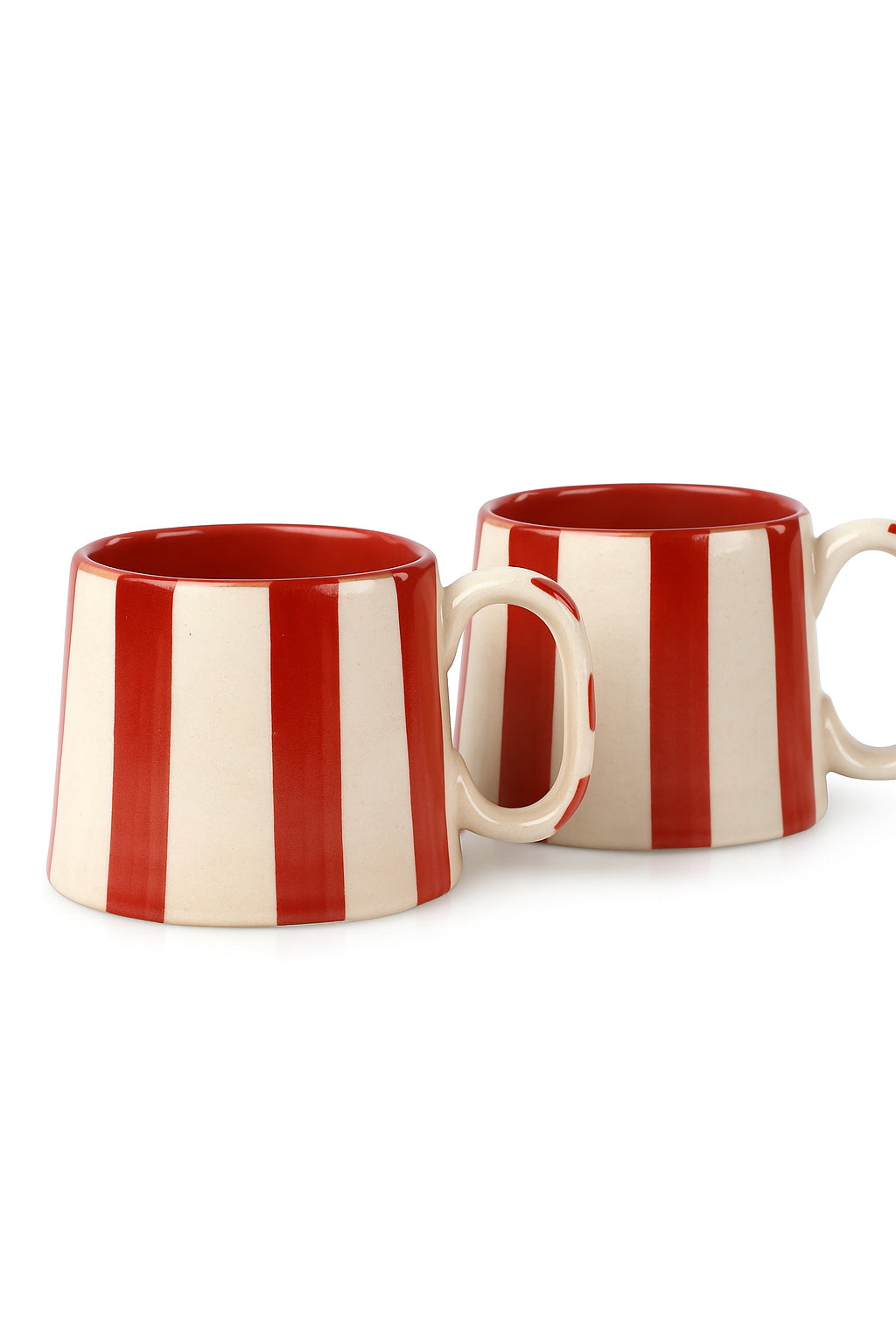 Ceramic Red Stripe  Coffee cup - 3.5 x 2.5 Inches ( Set of 2 )