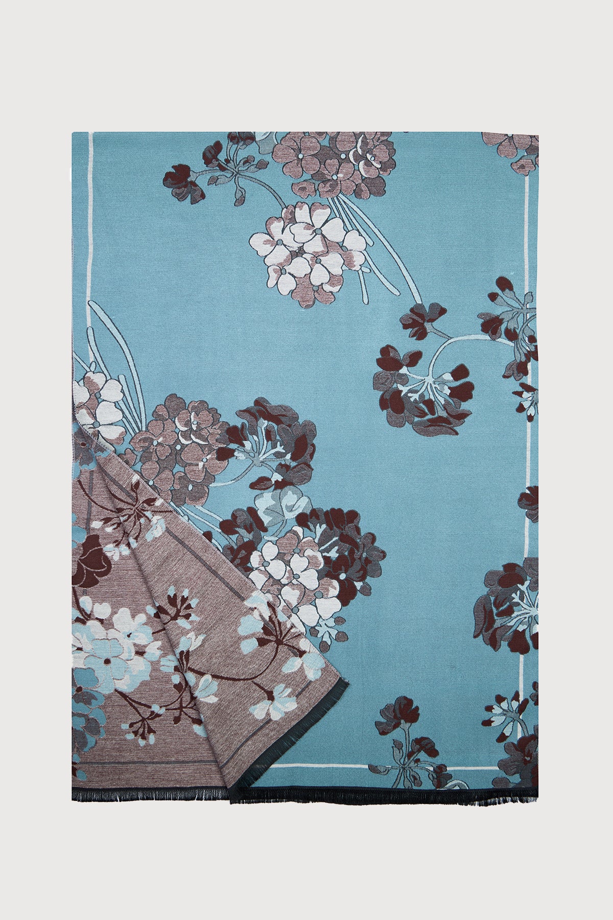 Marigold Bloom Reversible Scarf - Light Blue
