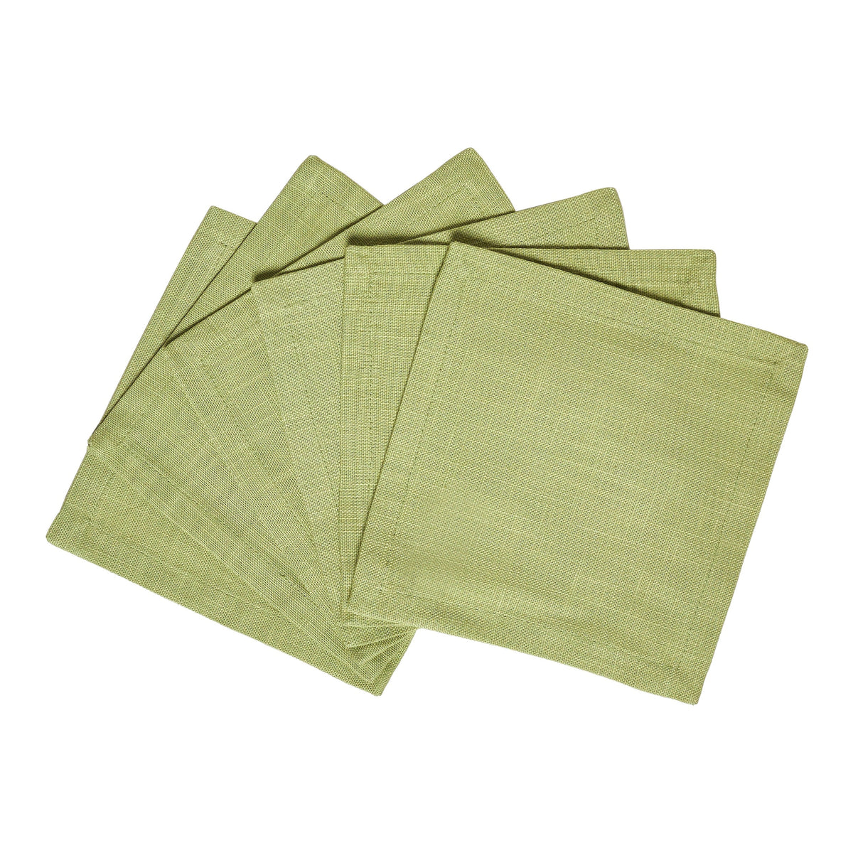 CNP-4905-66_2|Set of 6 light green fabric dinner napkins, woven texture, perfect reusable cloth table linens for dining and events.