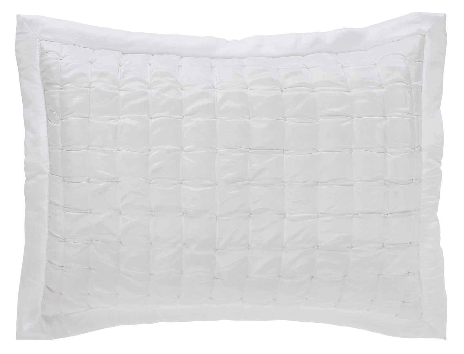 SS-332-2026_1|Pristine white quilted pillow sham featuring a soft square pattern and delicate ruffled edge, perfect for a fresh look.