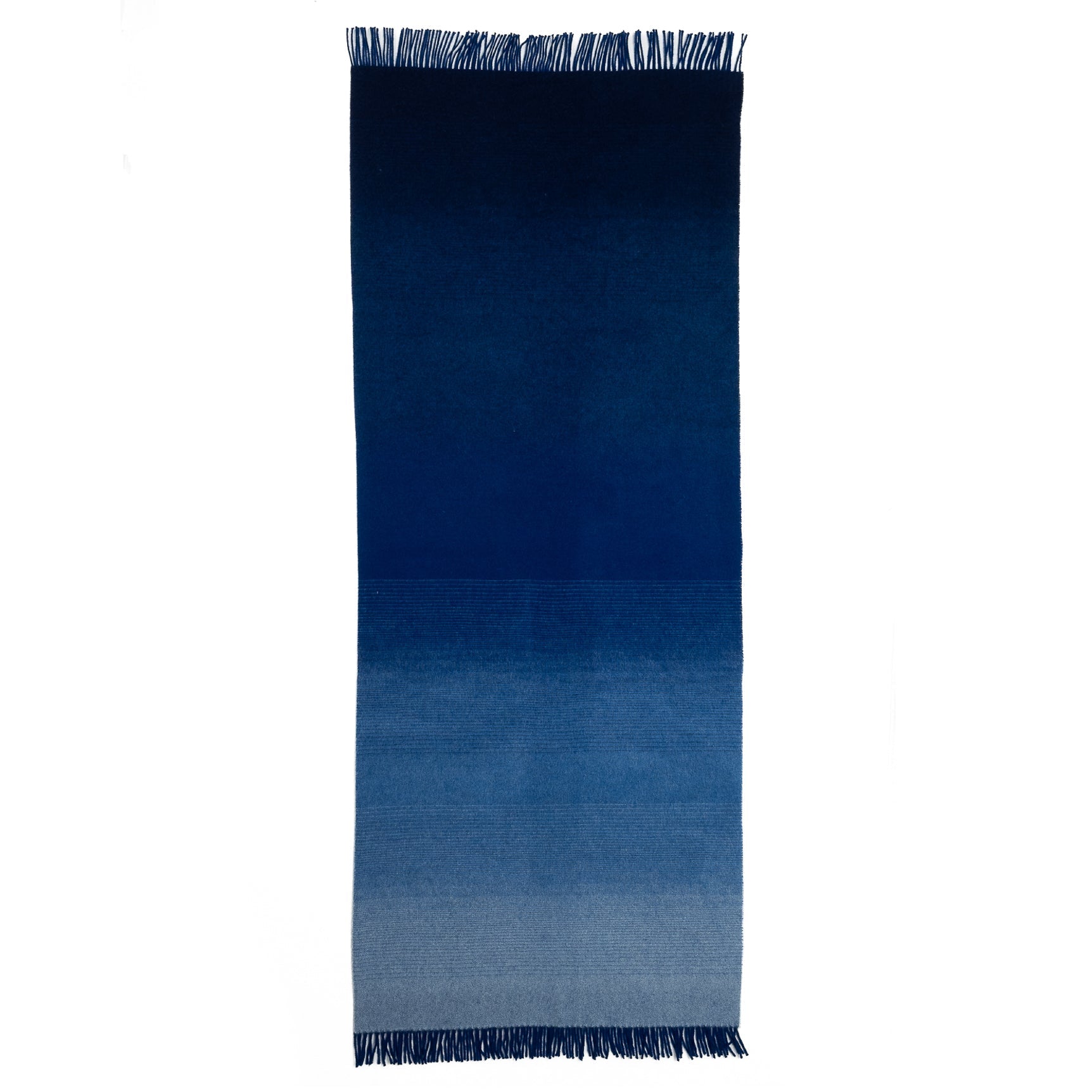 Whisper Ombre Merino Throw in Deep Water – Luxury Blue Gradient Blanket by Prince of Scots