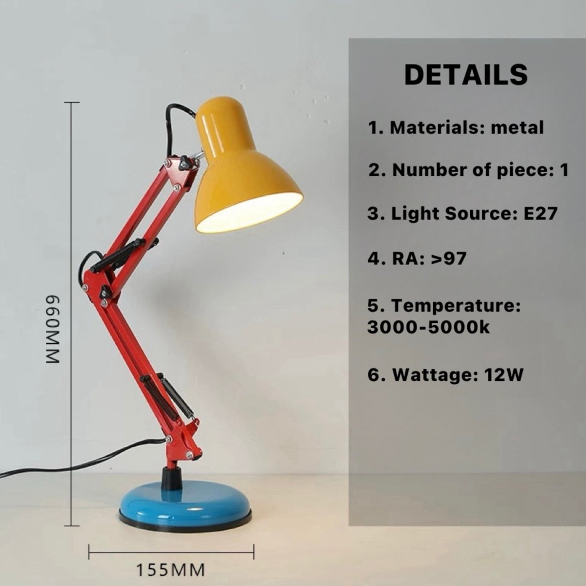 Memphis Retro Table Lamp for Study - Full Spectrum Eye Protection Desk Lamp - Night Lights & Ambient Lighting - Memphis Retro Table Lamp - Inspecial Home