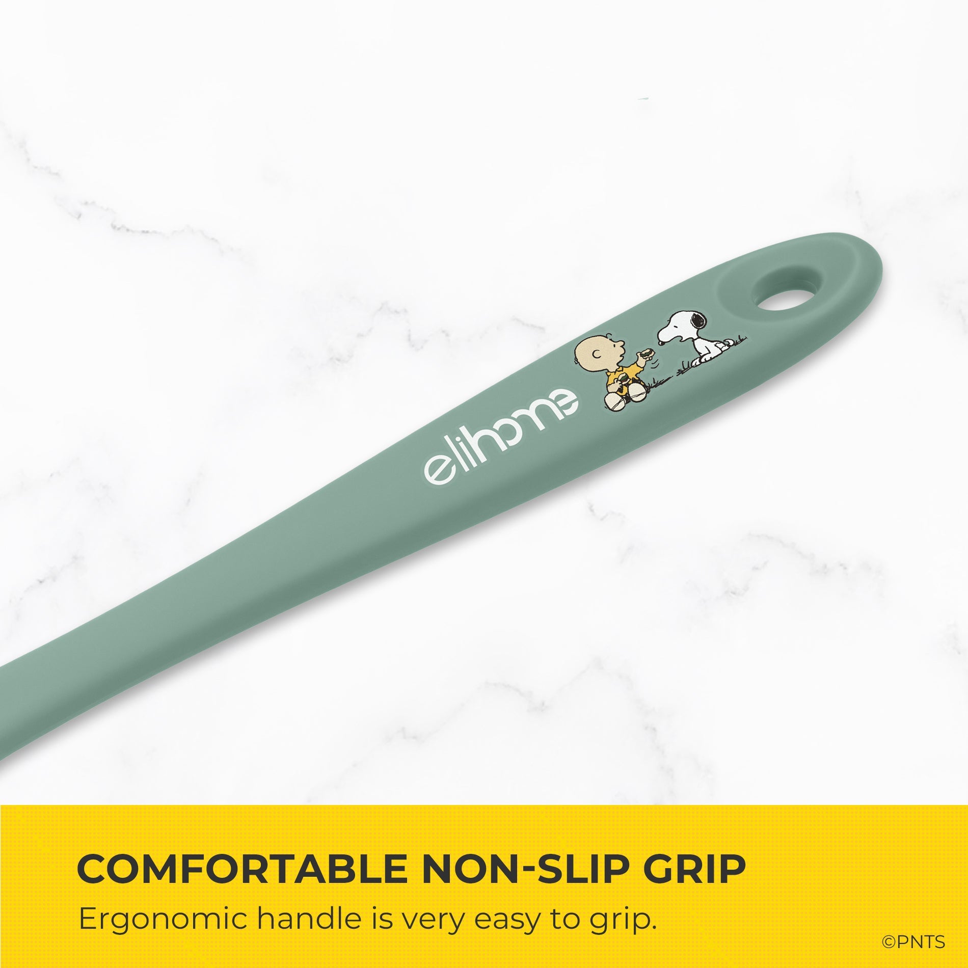 Green handle with 'elihome' branding and cartoon characters on a white background
