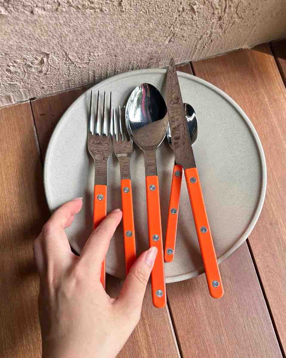 Set Of 10 Pcs French Dopamine Flatware - Bistrot Cutlery Silverware Set ( $3.99 Each ) - Set Of 10 Pcs French Dopamine Flatware-Emerald Green - INSPECIAL HOME