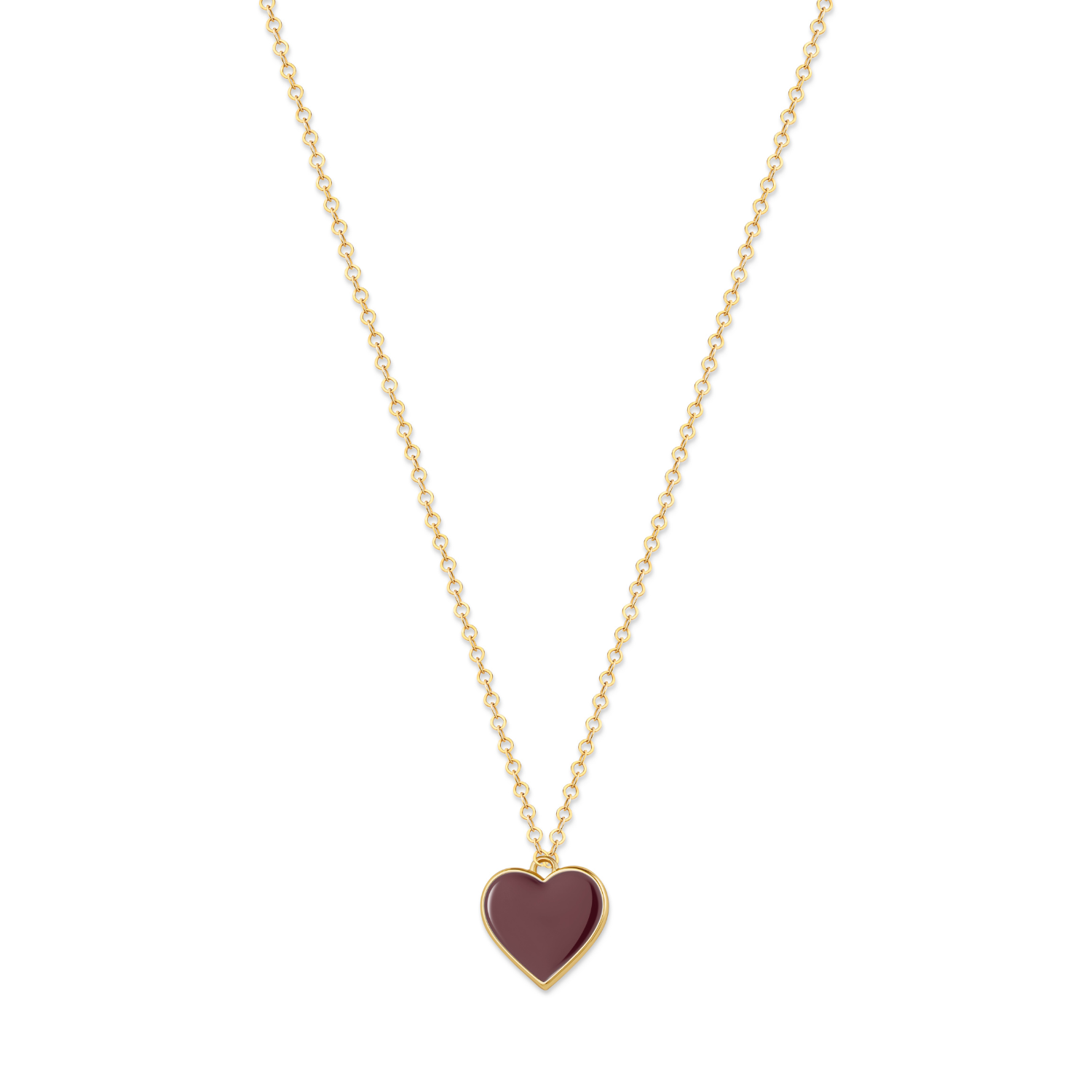 Single Hearted Girl Brown Heart Pendant Necklace Magnetic Clasp