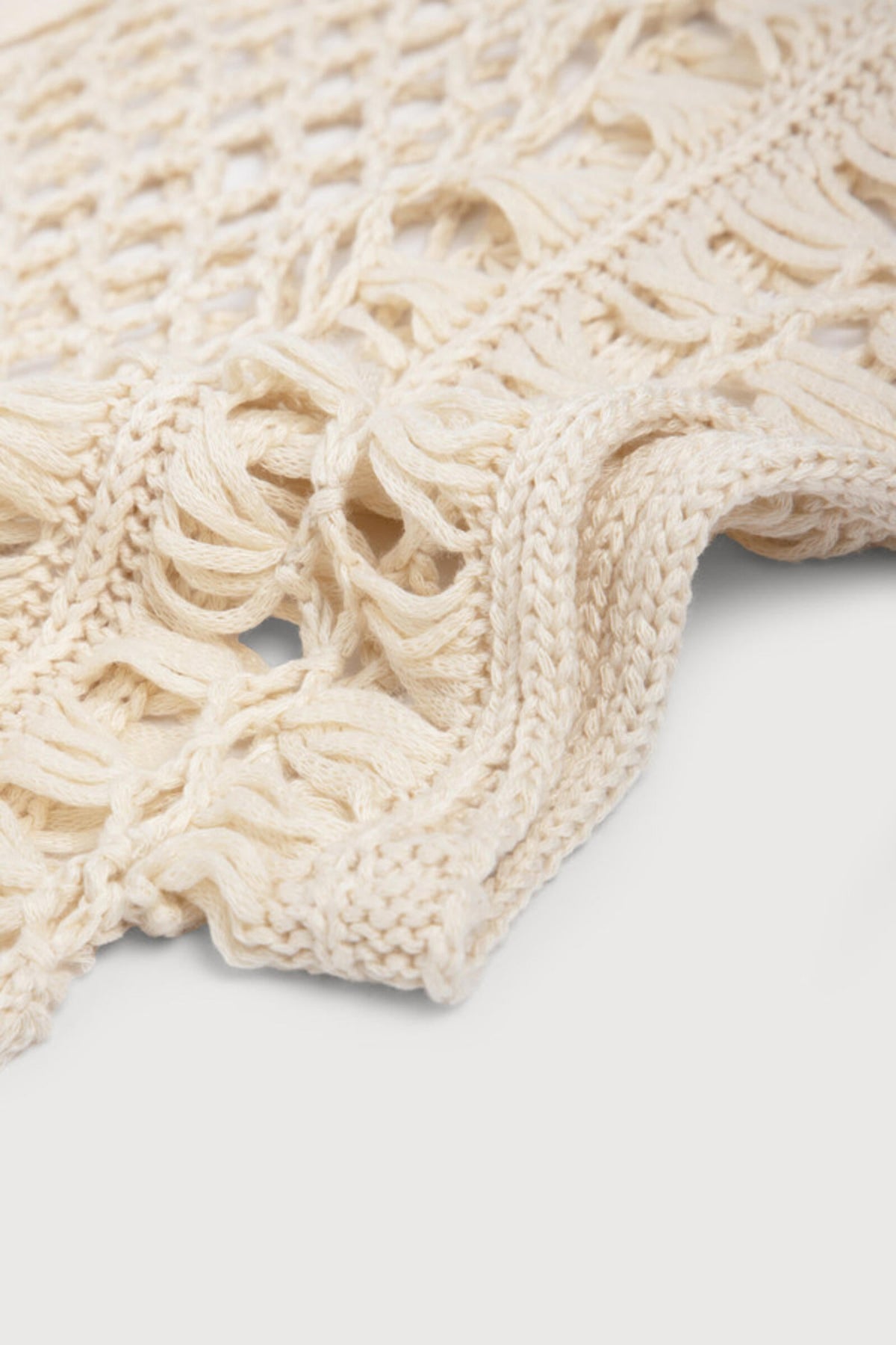 Bohemian Crochet Fringed Tunic - Ivory