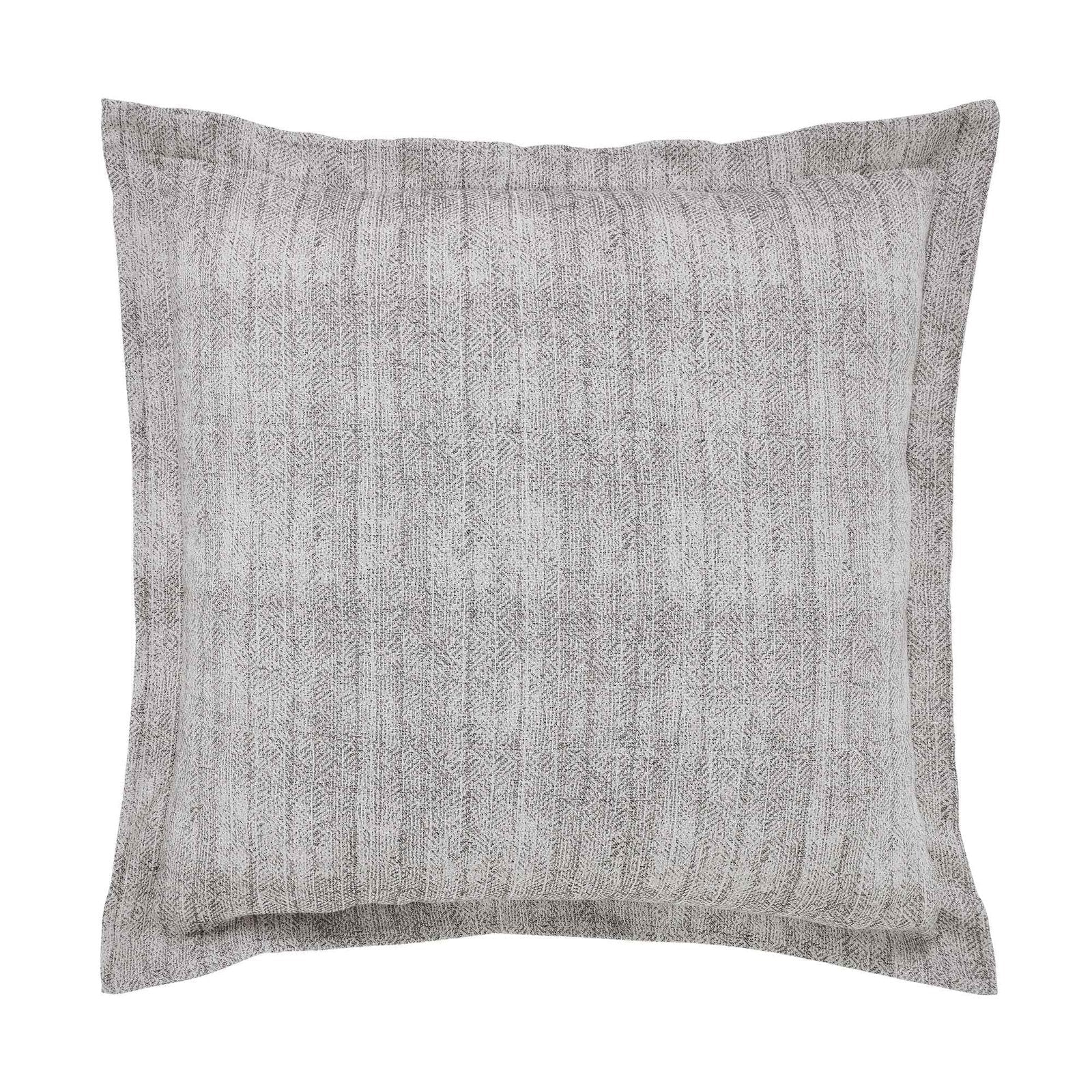 ES-032-2626_1|Square gray textured duvet cover with a subtle geometric woven pattern and flange edge, perfect for modern bedding.