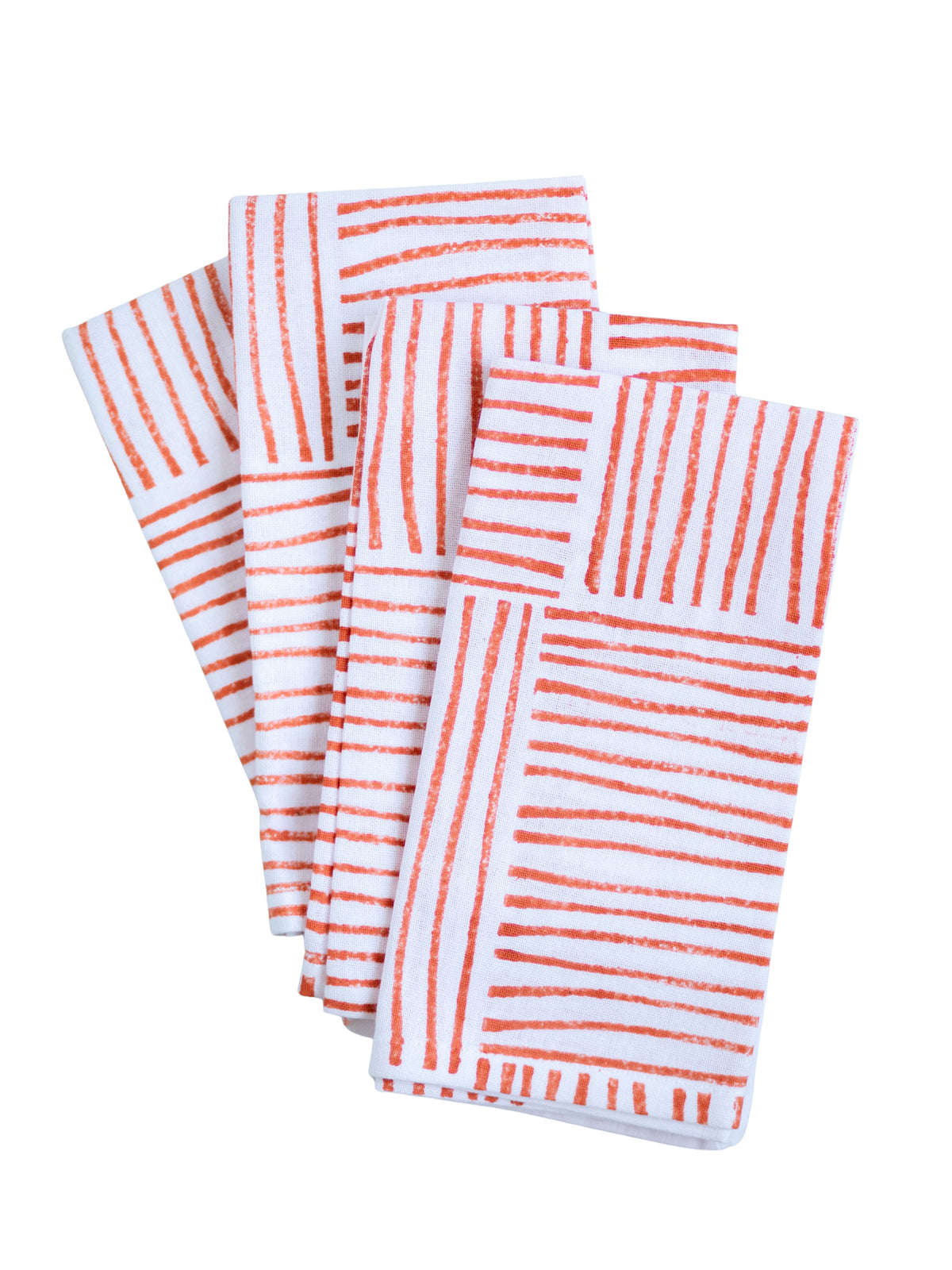S/4 Organic Napkins - Stripe, Orange