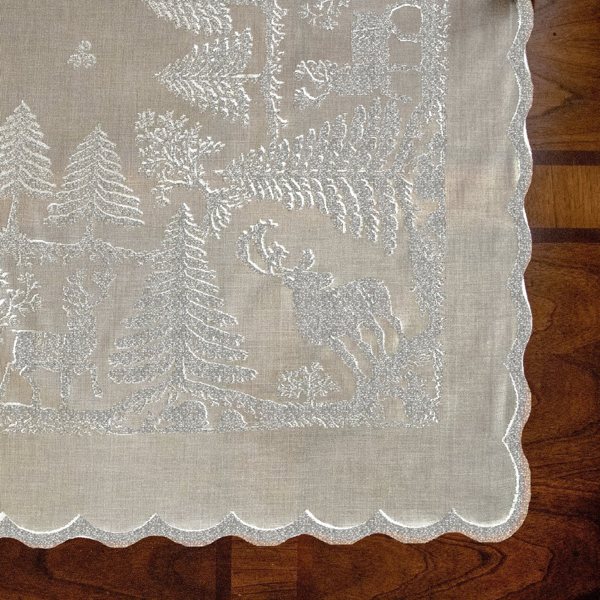 Prince of Scots Scottish Leno Gauze Christmas Tablecloth ~ Silver Lurex ~-Home Gifts-Prince of Scots-MadrasSilverTable-810032752293-Prince of Scots