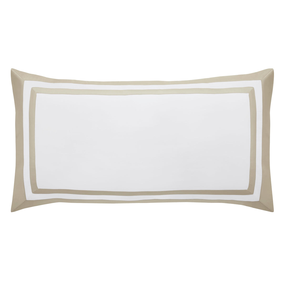 KS-066-2036_1|Luxury white duvet cover with elegant double beige border trim, perfect for a sophisticated bedroom aesthetic, soft and durable fabric.