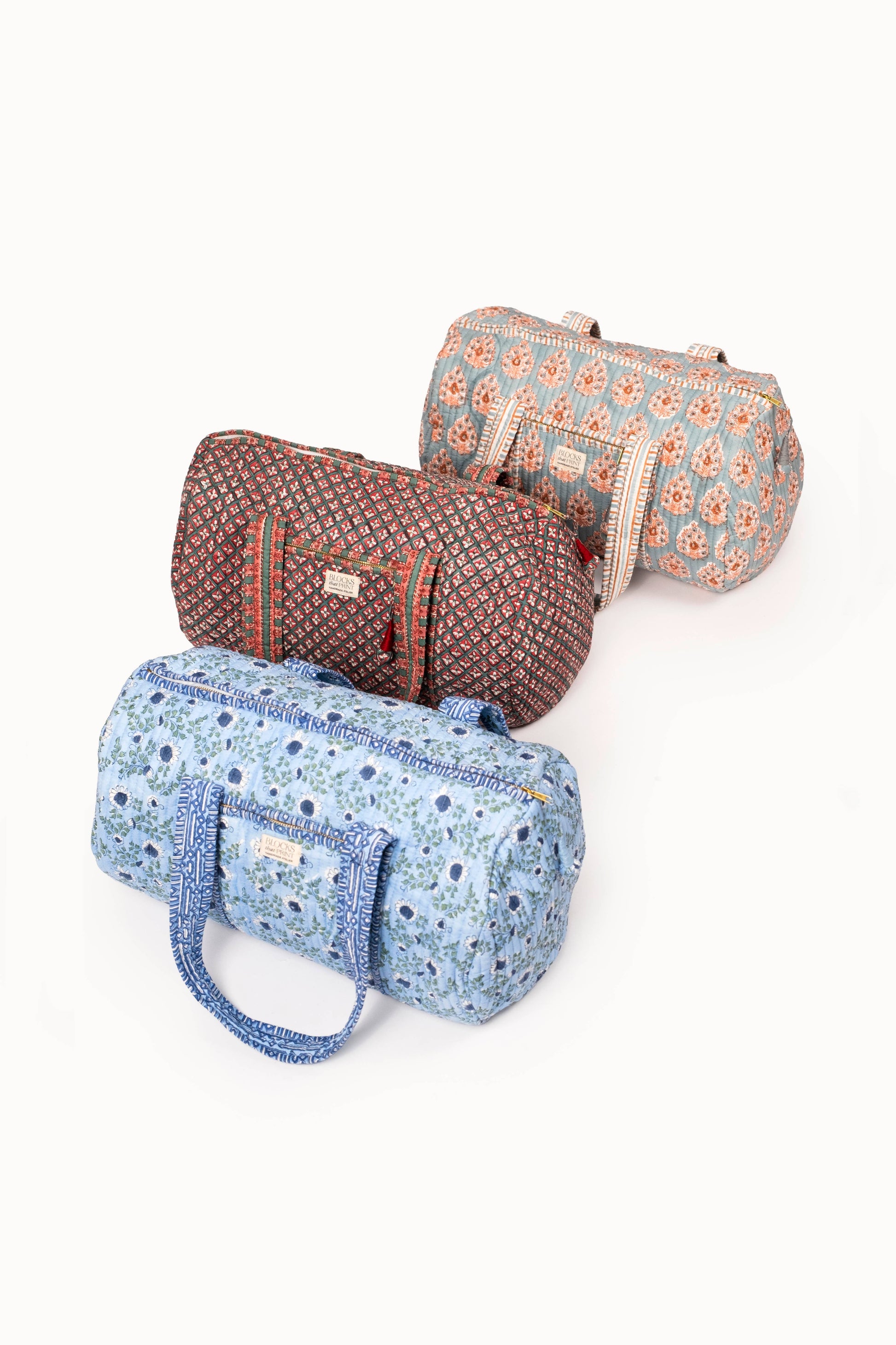 Holly & Berry Crimson Block Print Quilted Duffle Bag