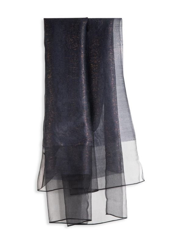 Silk Sparkle Wrap Scarf Black with Copper