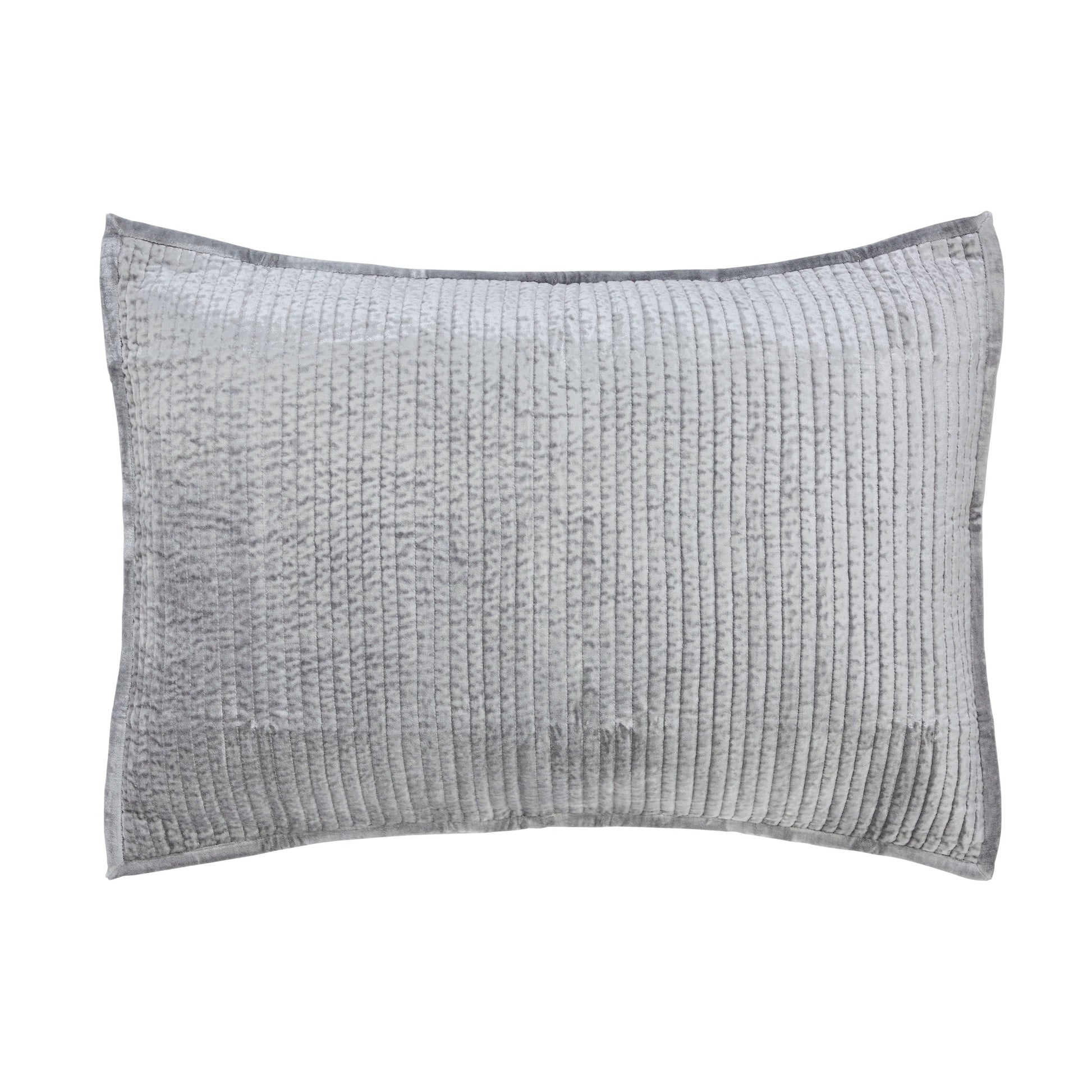 SS-169-2026-LOT1_1|Chic grey quilted coverlet pillow sham, designed with a distinct ribbed texture for contemporary bedroom styling.
