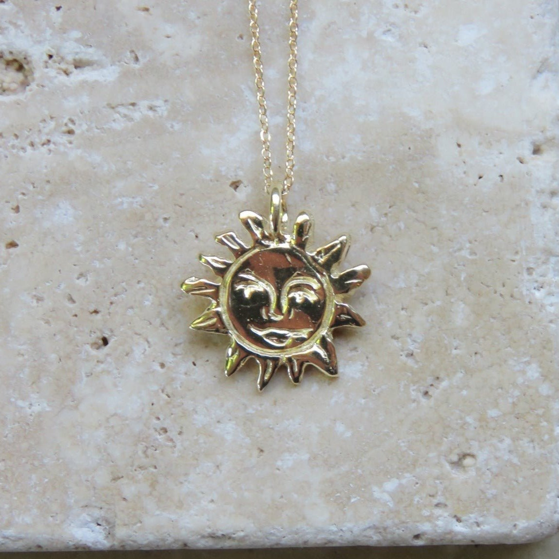 Golden Sun Charm Talisman Necklace - Gold Plated - Dea Dia