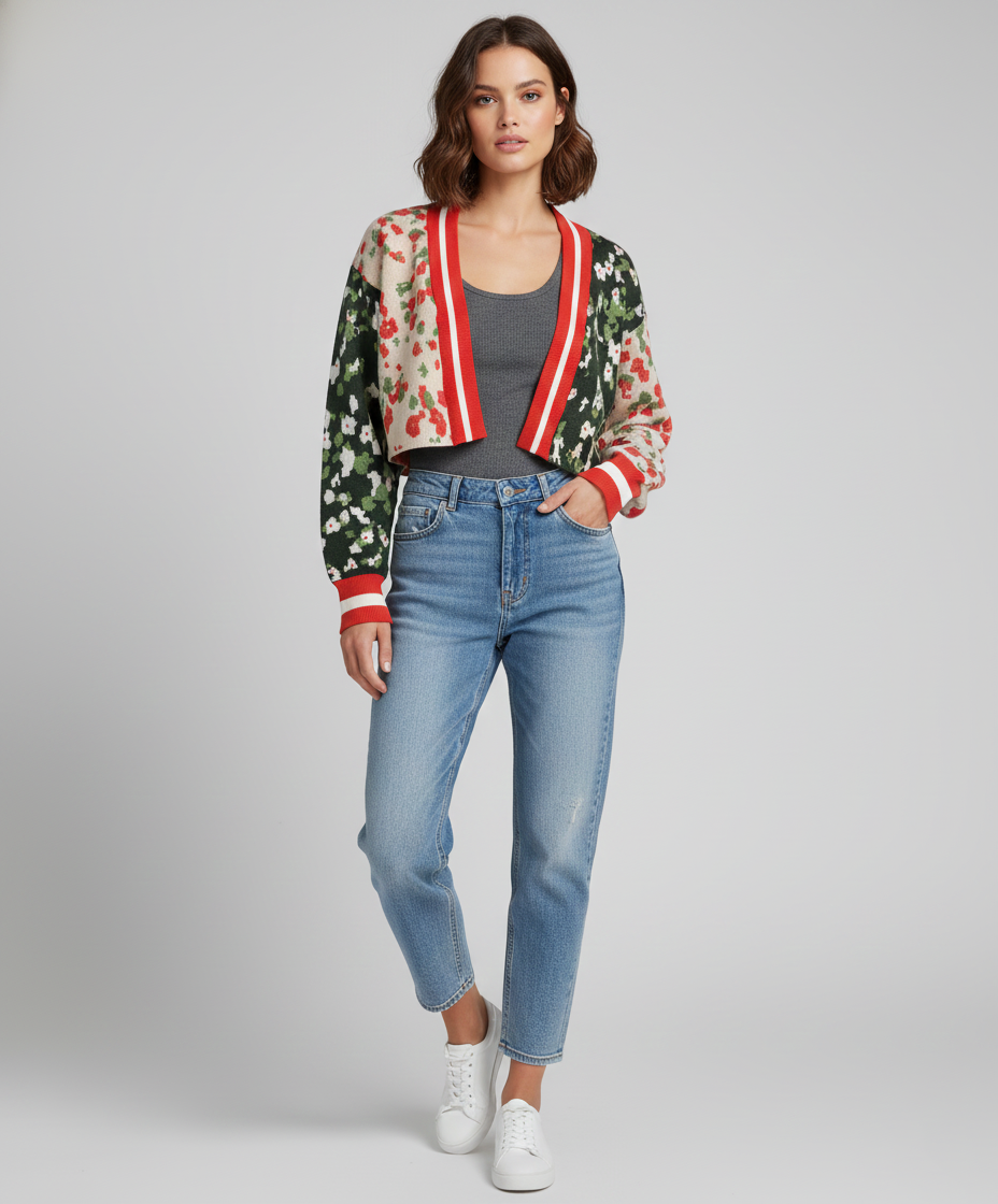 Multitone Floral Cardigan - Red Multi