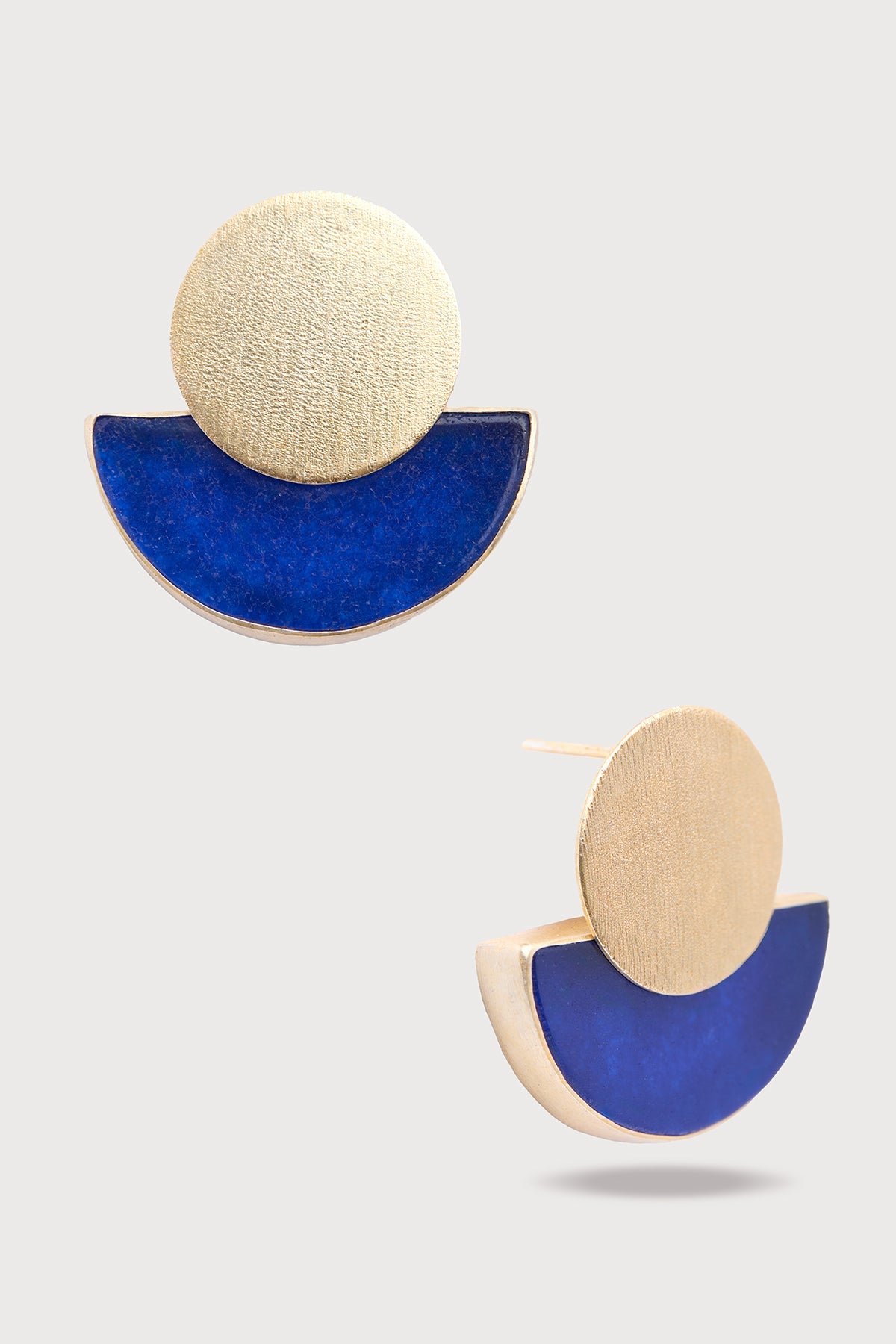 Geometric Half-Moon Earrings - Blue