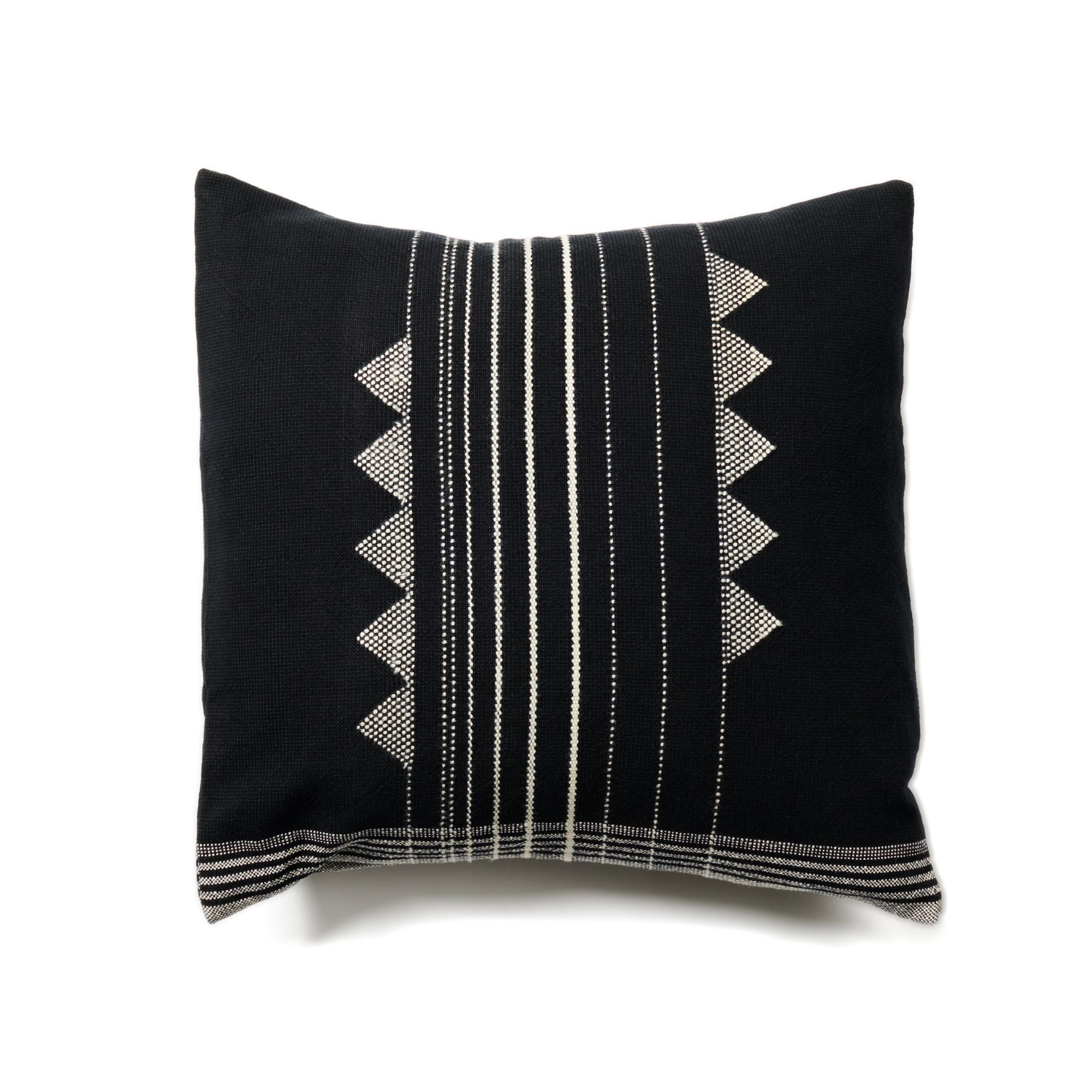 Kora Black Large Handloom Artisanal Pillow - Thumbnail 2