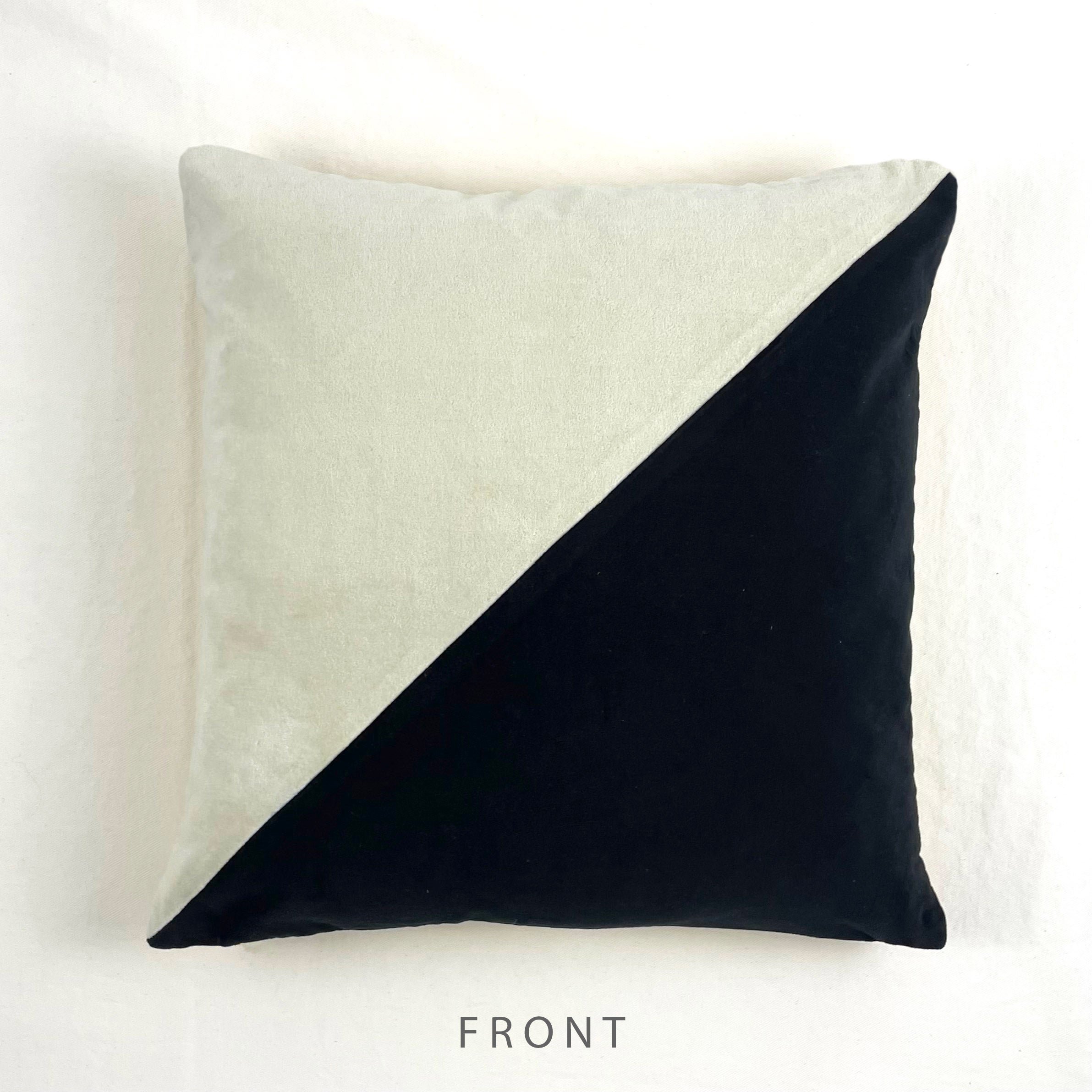 Cotton Velvet Pillow Cover - Half & Half Colorblock - Thumbnail 3