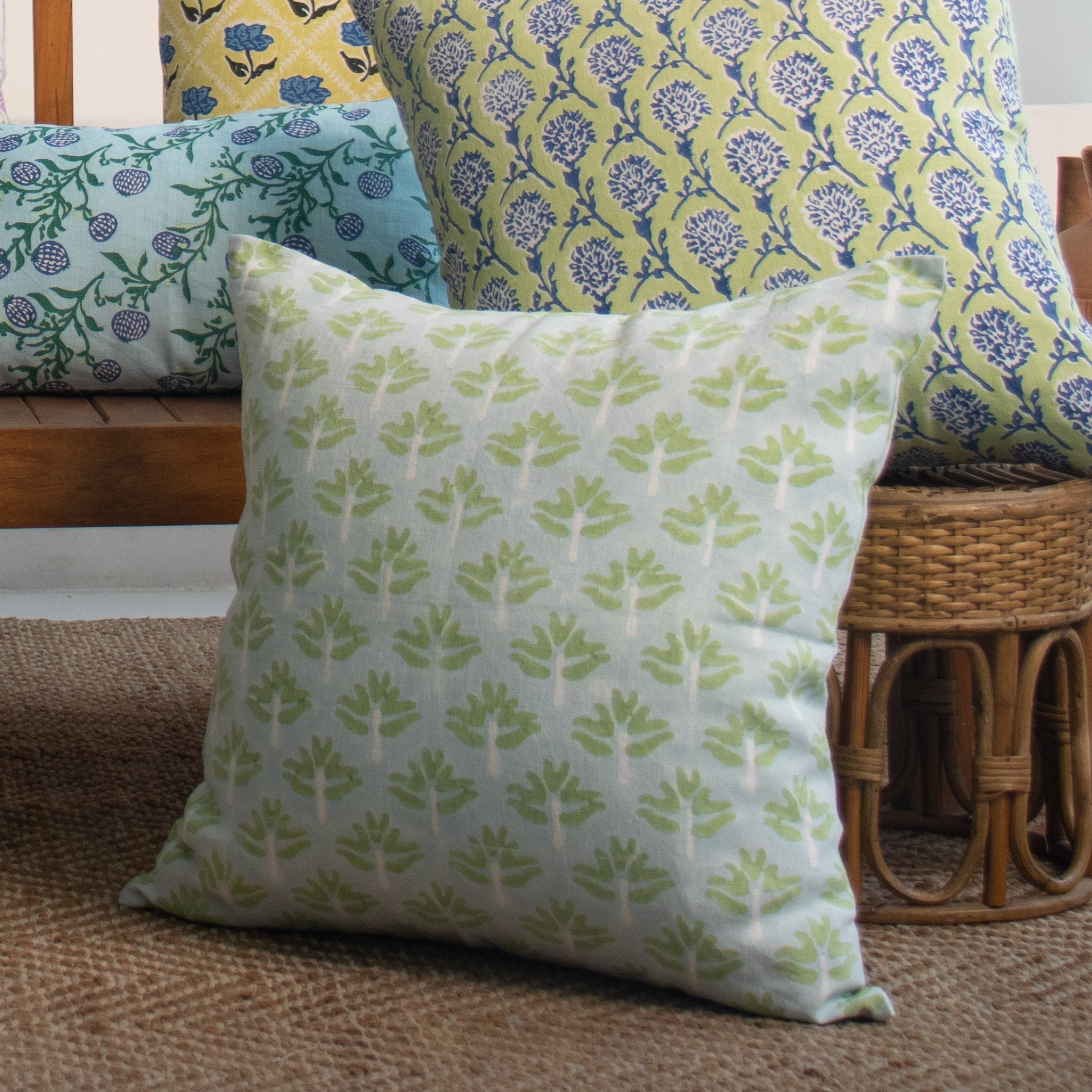 Zeenat Throw Pillow Cover - Powder Blue