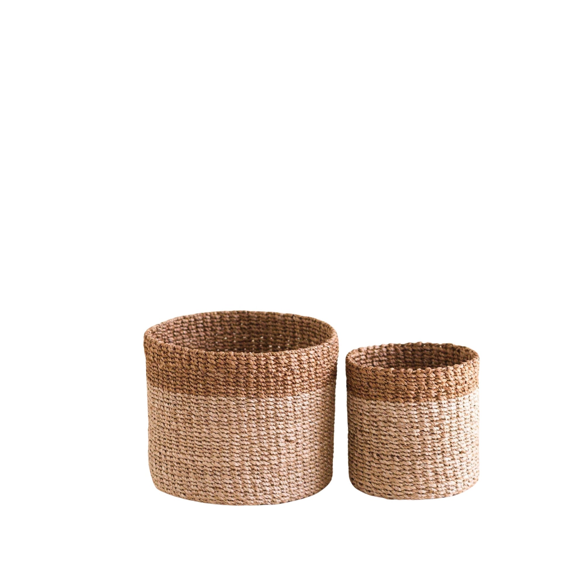 Baskets - Natural + Brown Tabletop Bins Set of 2 - Wicker Baskets | LIKHÂ - LIKHÂ