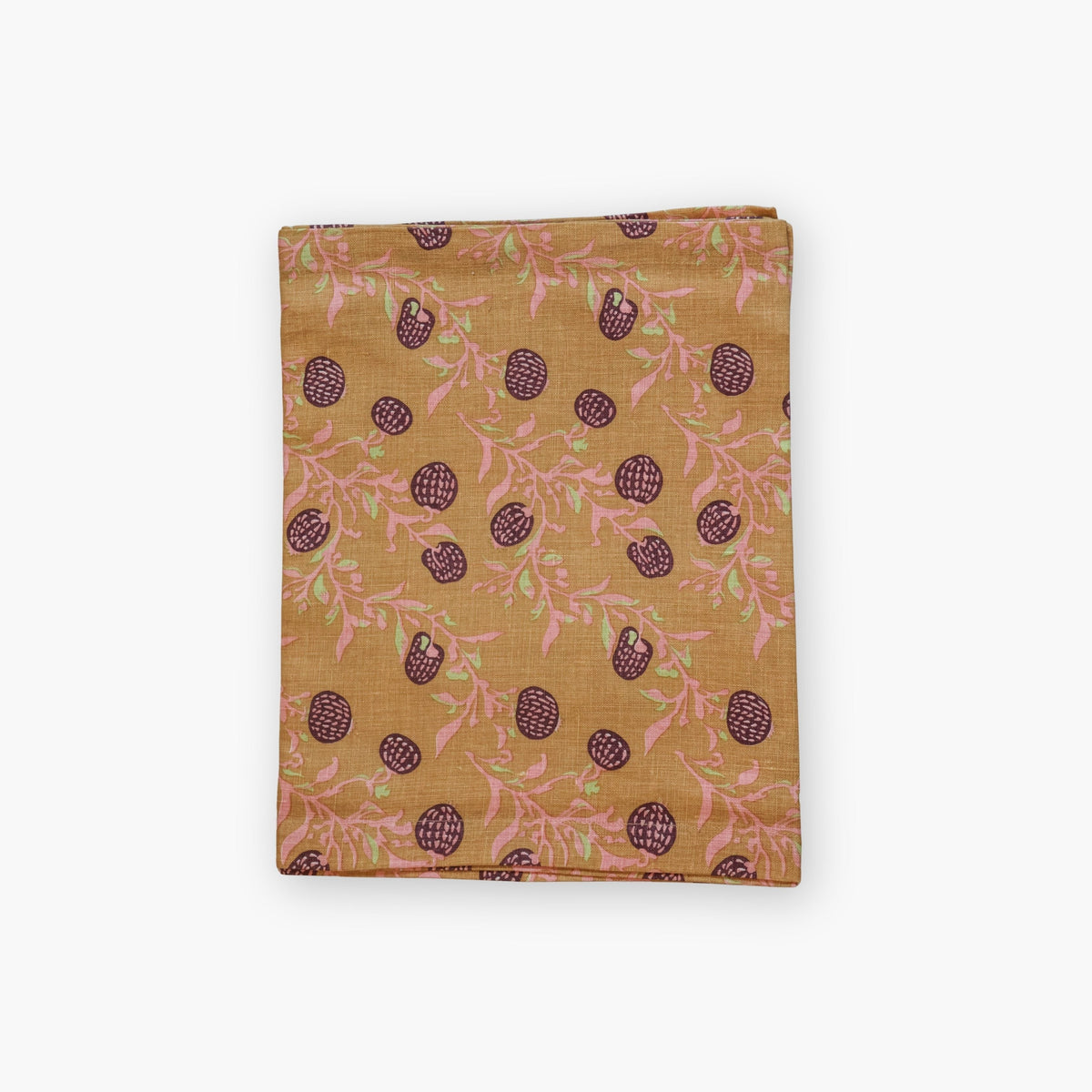 Rasa - Pure Linen Hand-Printed Table Runner - Biscuit Brown