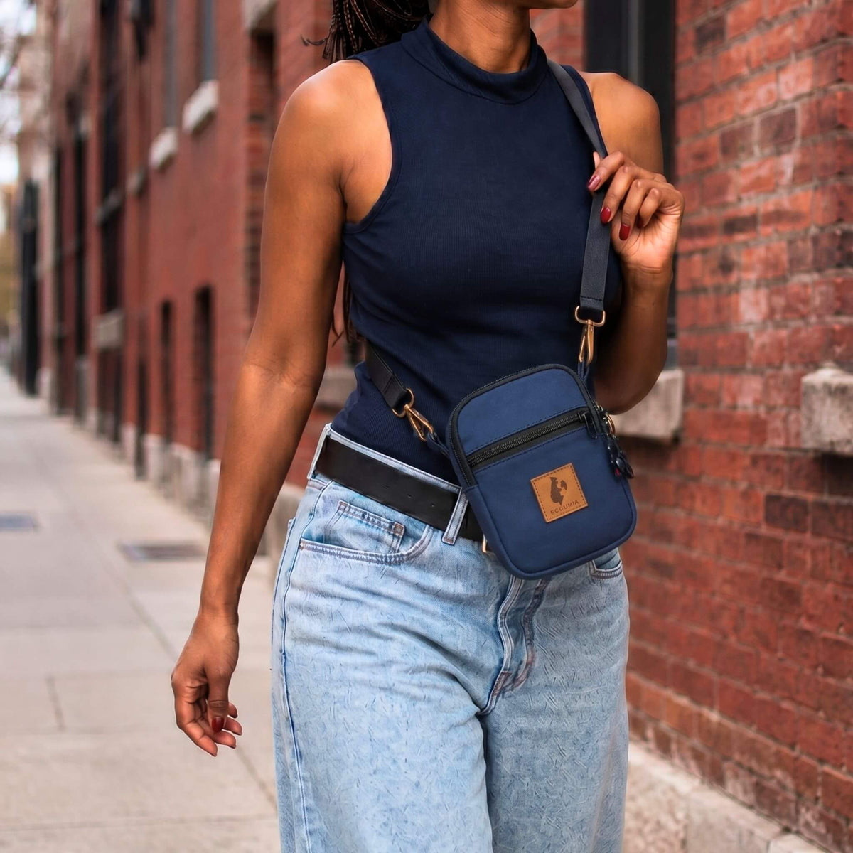 Rozi Canvas Crossbody Bag 1L | Mini Shoulder Bag #color_navy-blue