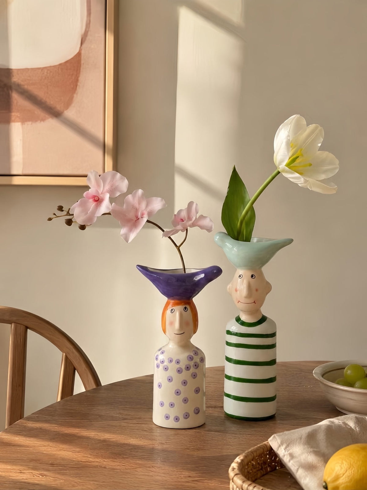 Couple Ceramic Flower Vase – Cute Whimsical Decor for Eclectic Shelf & Table -Vases- Couple Flower Vase-Lil Boy - Inspecial Home