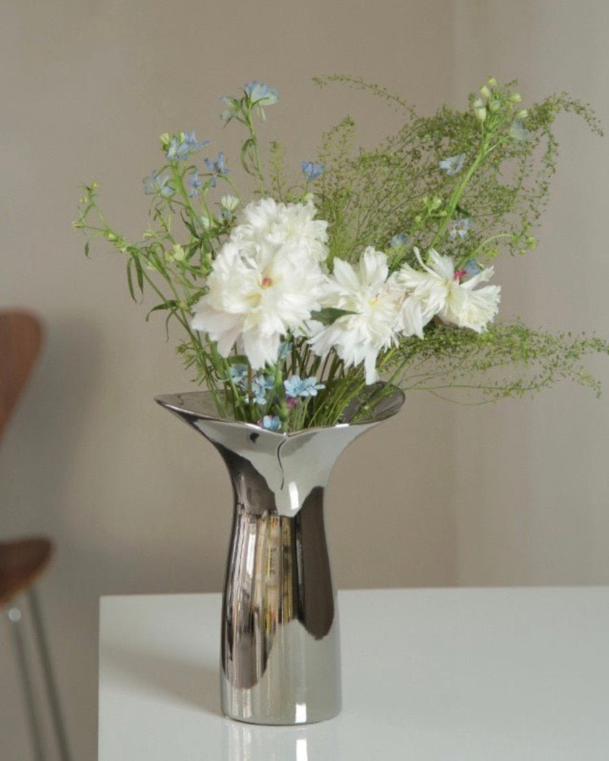 Handmade Modern Silver Bloom Vase, Ceramic Botanica Centrepiece Vase - Vases - Bloom Vase - Small - INSPECIAL HOME