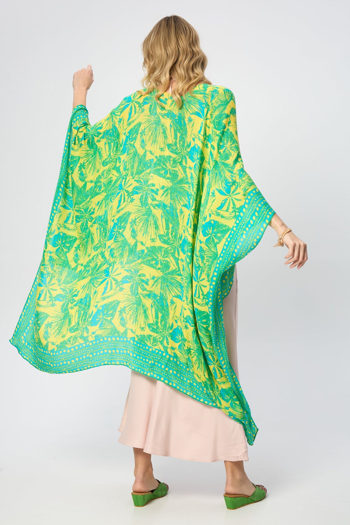 Tropical Print Kimono - Light Green
