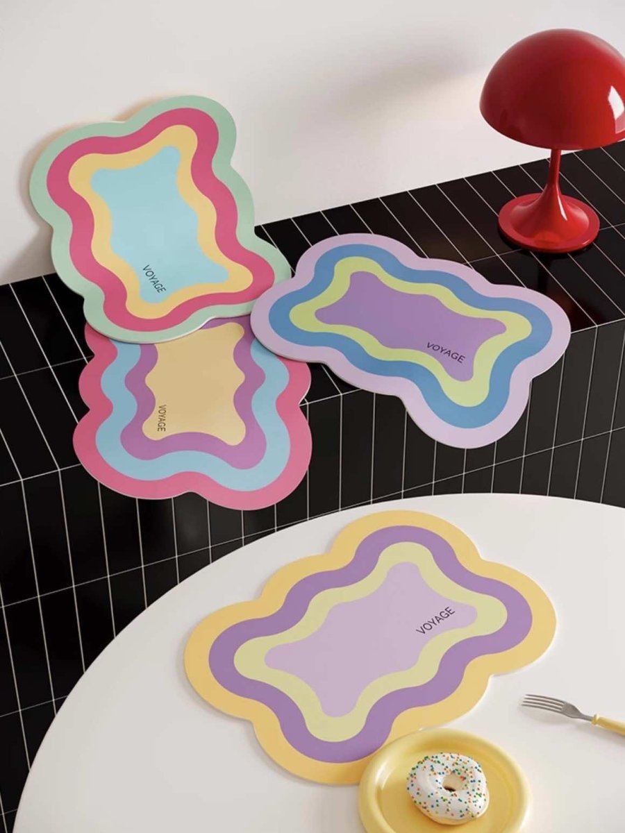 Dopamine Scalloped - edge Placemat Set Of 4 Pcs for Whimsical Table Setting - Scalloped - edge Placemat - Mixed Set of 4 Pcs - INSPECIAL HOME