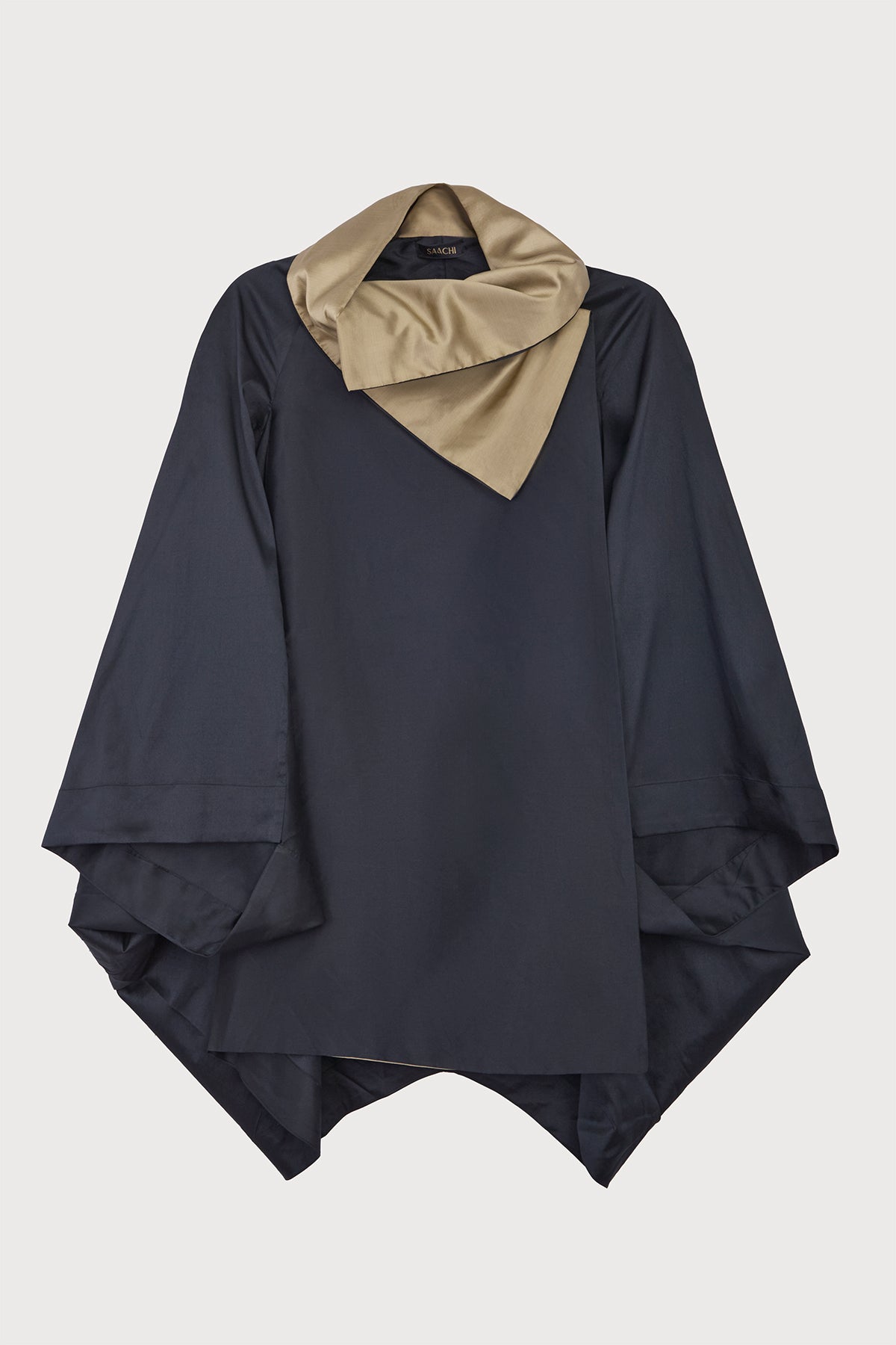Poncho Cocoon Jacket - Black & Gold