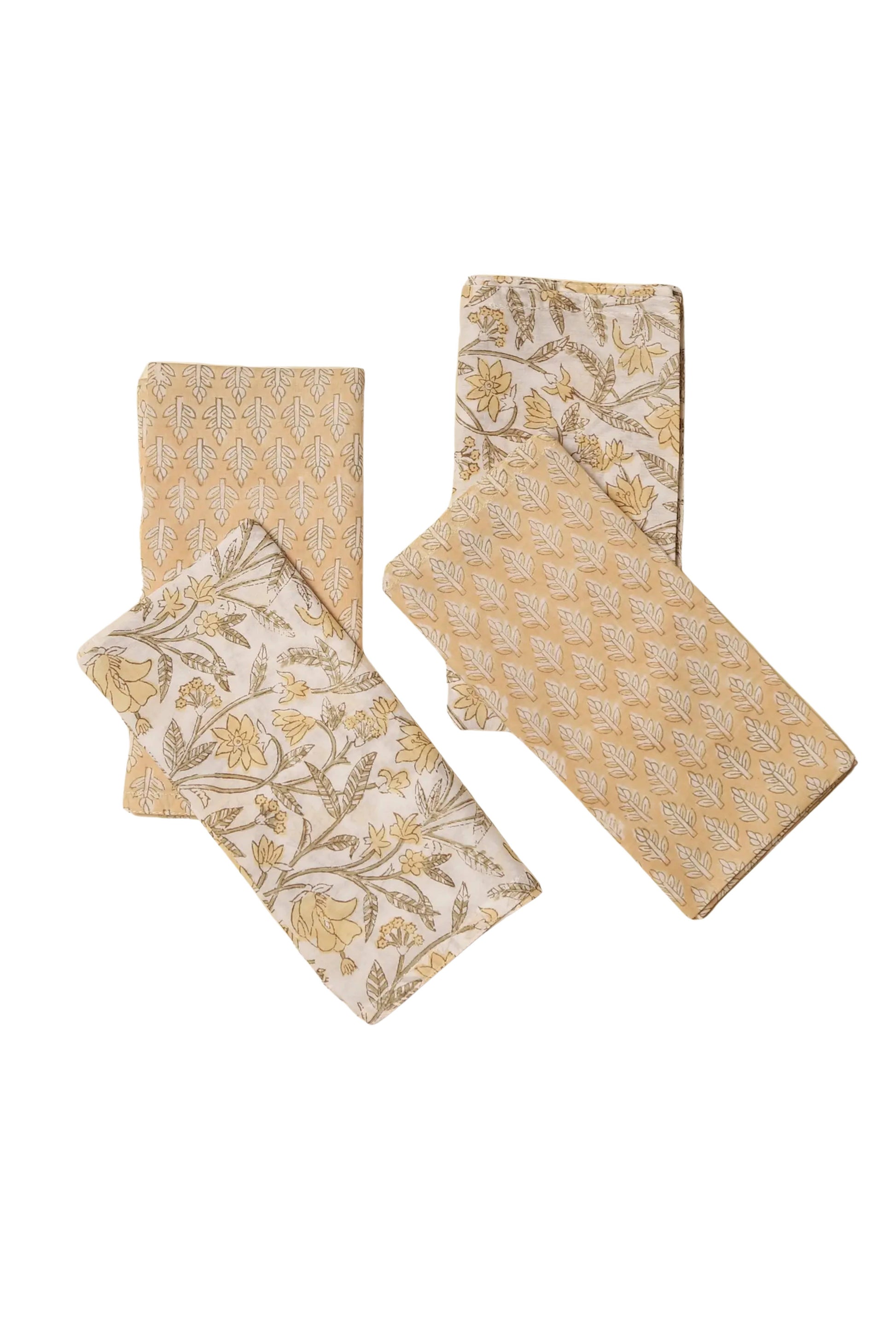 AMALTAS YELLOW BLOCK PRINTED TABLE NAPKINS (SET OF 4)